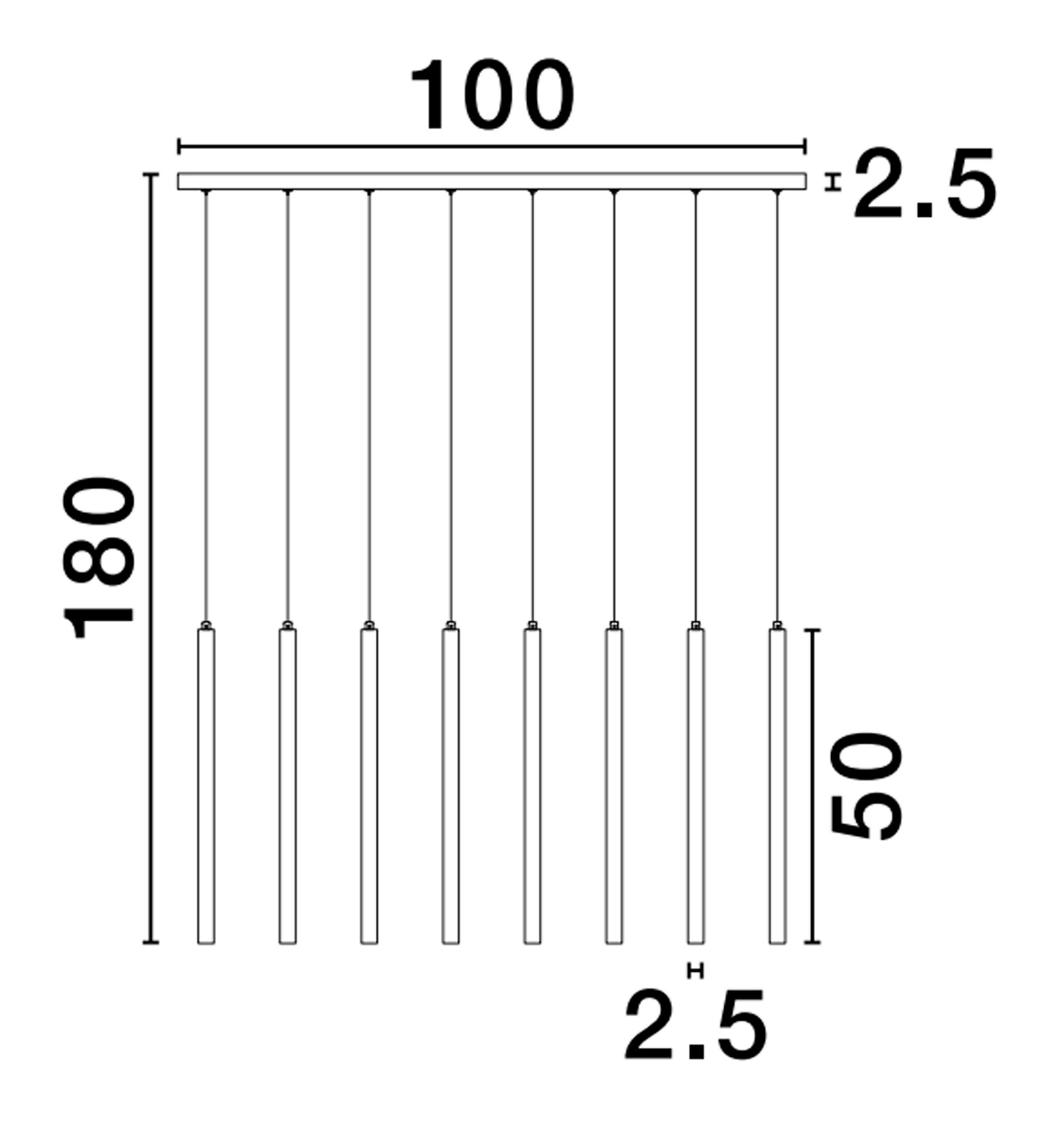 TRIMLE | L 100 W 8 H 180 cm | 21 W | 3000 K | 1581 lm | IP20 | Gold | Aluminum/Acrylic
