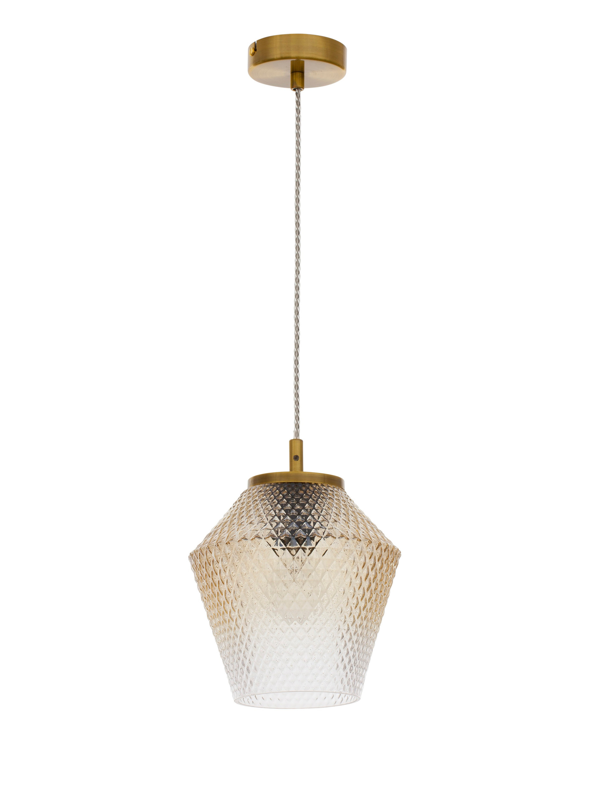 MAGIO | H 120 D 19 cm | 12 W | IP20 | Brass/Amber | Glass/Metal