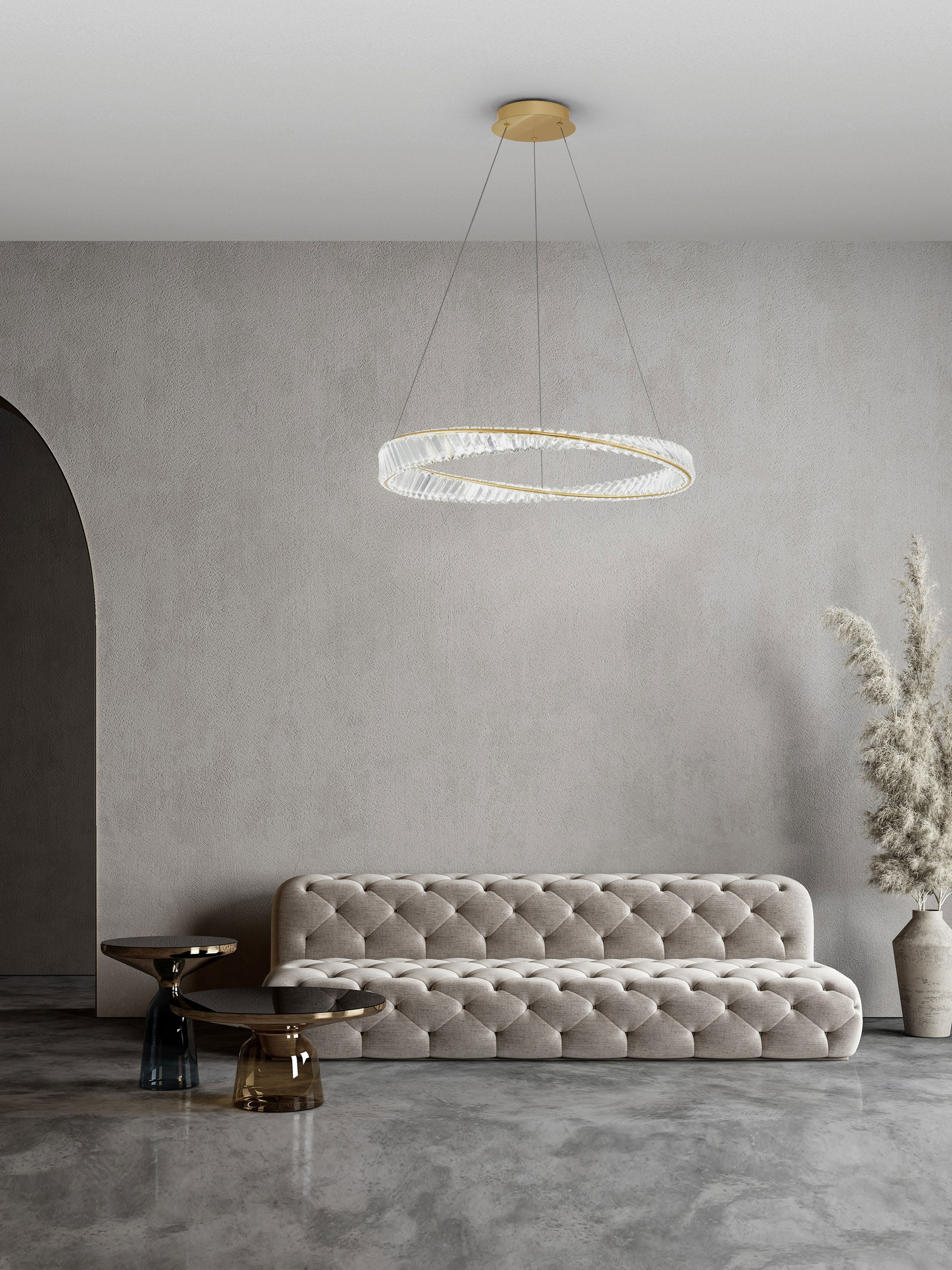 AURELIA | H 120 D 80 cm | 43 W | 3500 K | 2150 lm | IP20 | Gold | Metal/Crystal