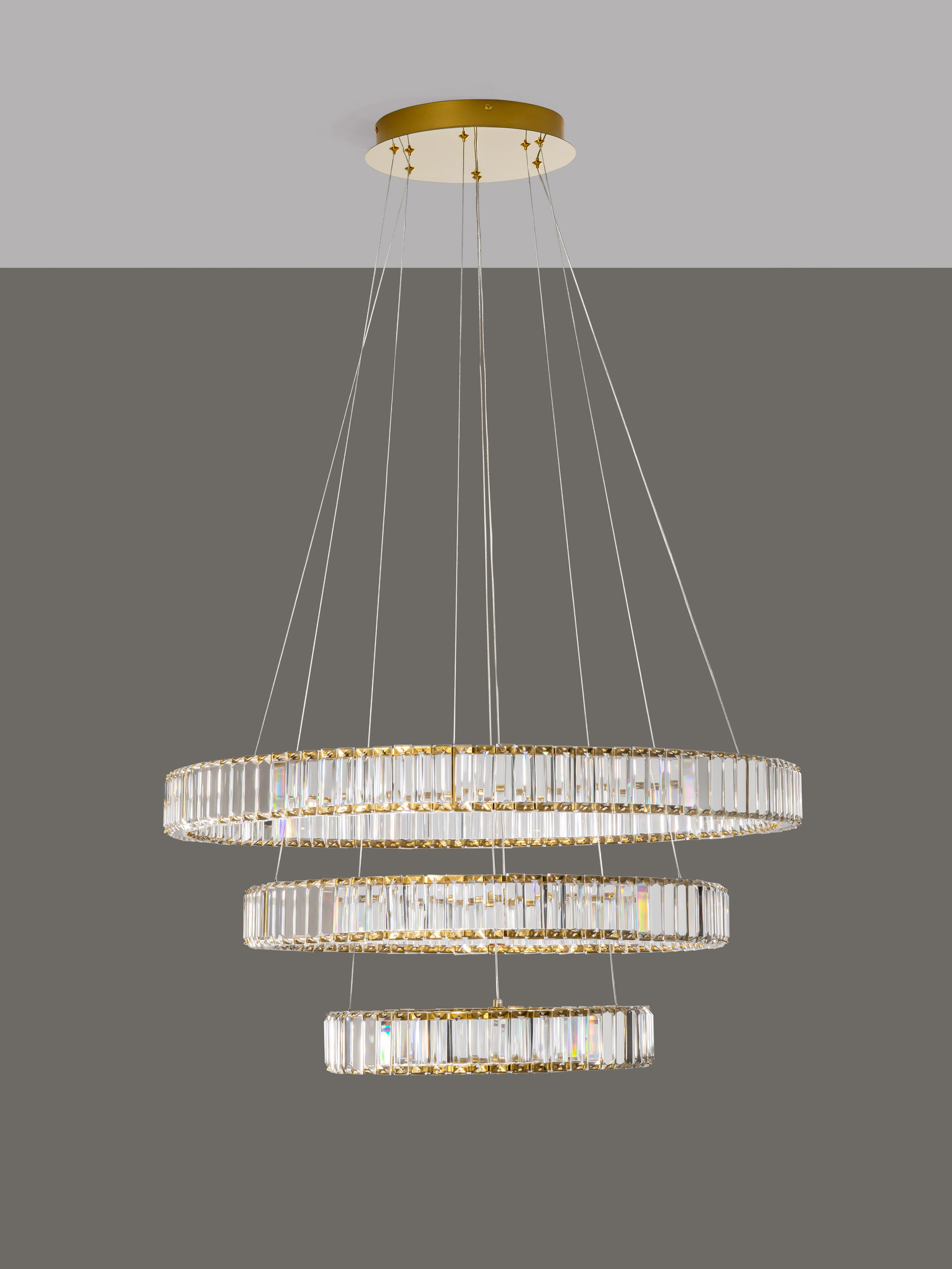 AURELIA | H 160 D 80 cm | 92 W | 3500 K | 4600 lm | IP20 | Gold | Metal/Crystal