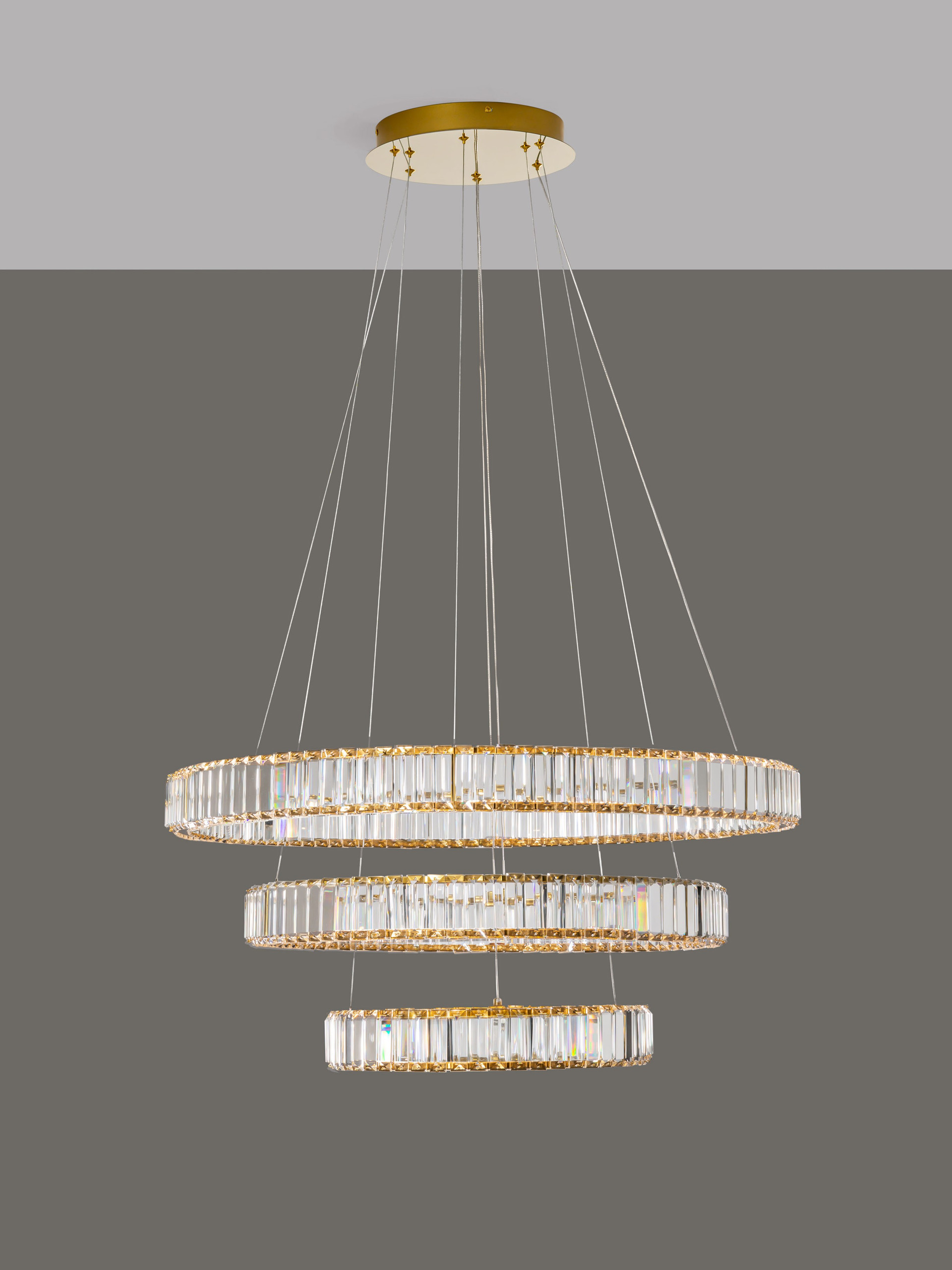 AURELIA | H 160 D 80 cm | 92 W | 3500 K | 4600 lm | IP20 | Gold | Metal/Crystal
