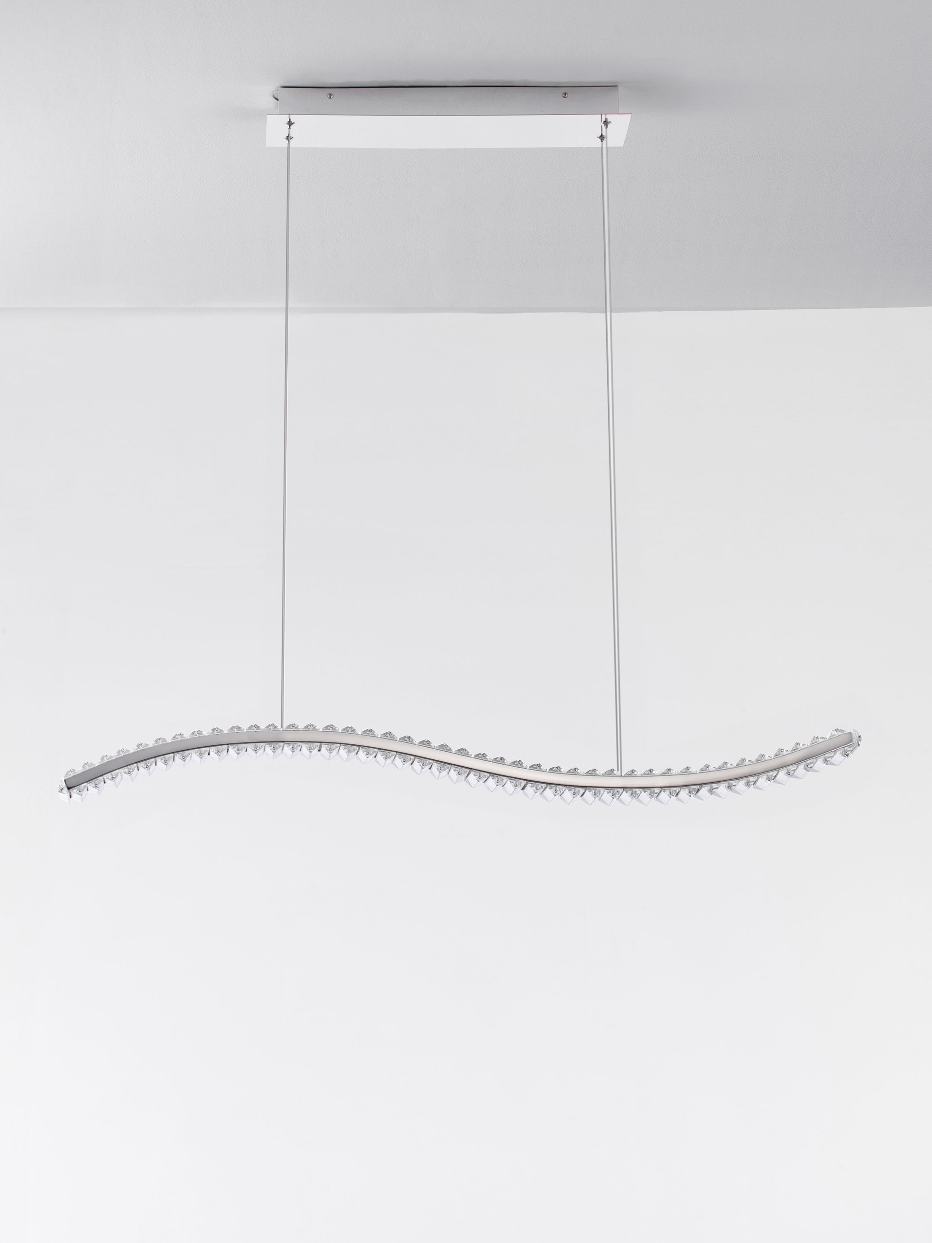 AURELIA | L 100 W 7.6 H 150 cm | 43 W | 3500 K | 2150 lm | IP20 | Chrome | Metal/Crystal