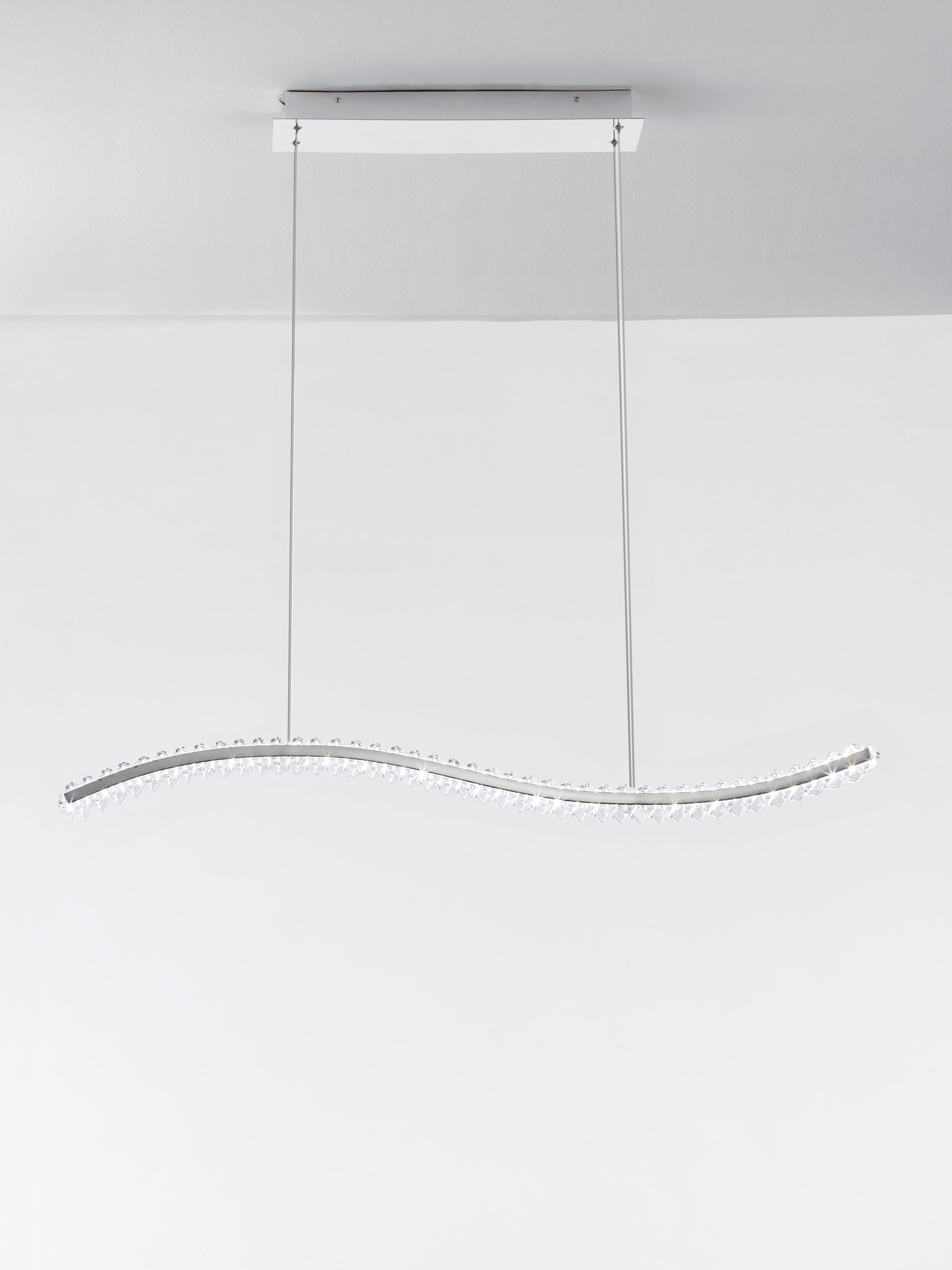 AURELIA | L 100 W 7.6 H 150 cm | 43 W | 3500 K | 2150 lm | IP20 | Chrome | Metal/Crystal
