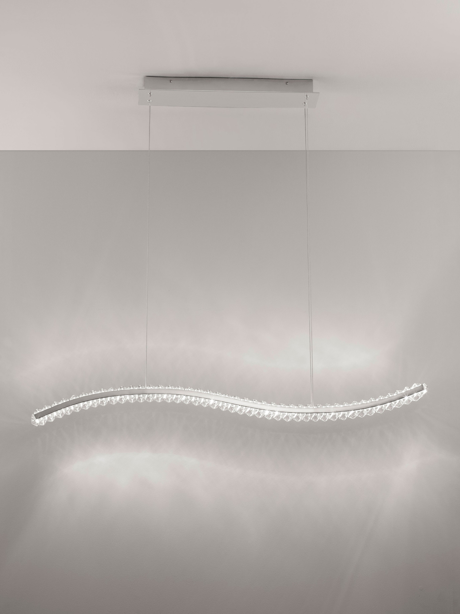 AURELIA | L 100 W 7.6 H 150 cm | 43 W | 3500 K | 2150 lm | IP20 | Chrome | Metal/Crystal