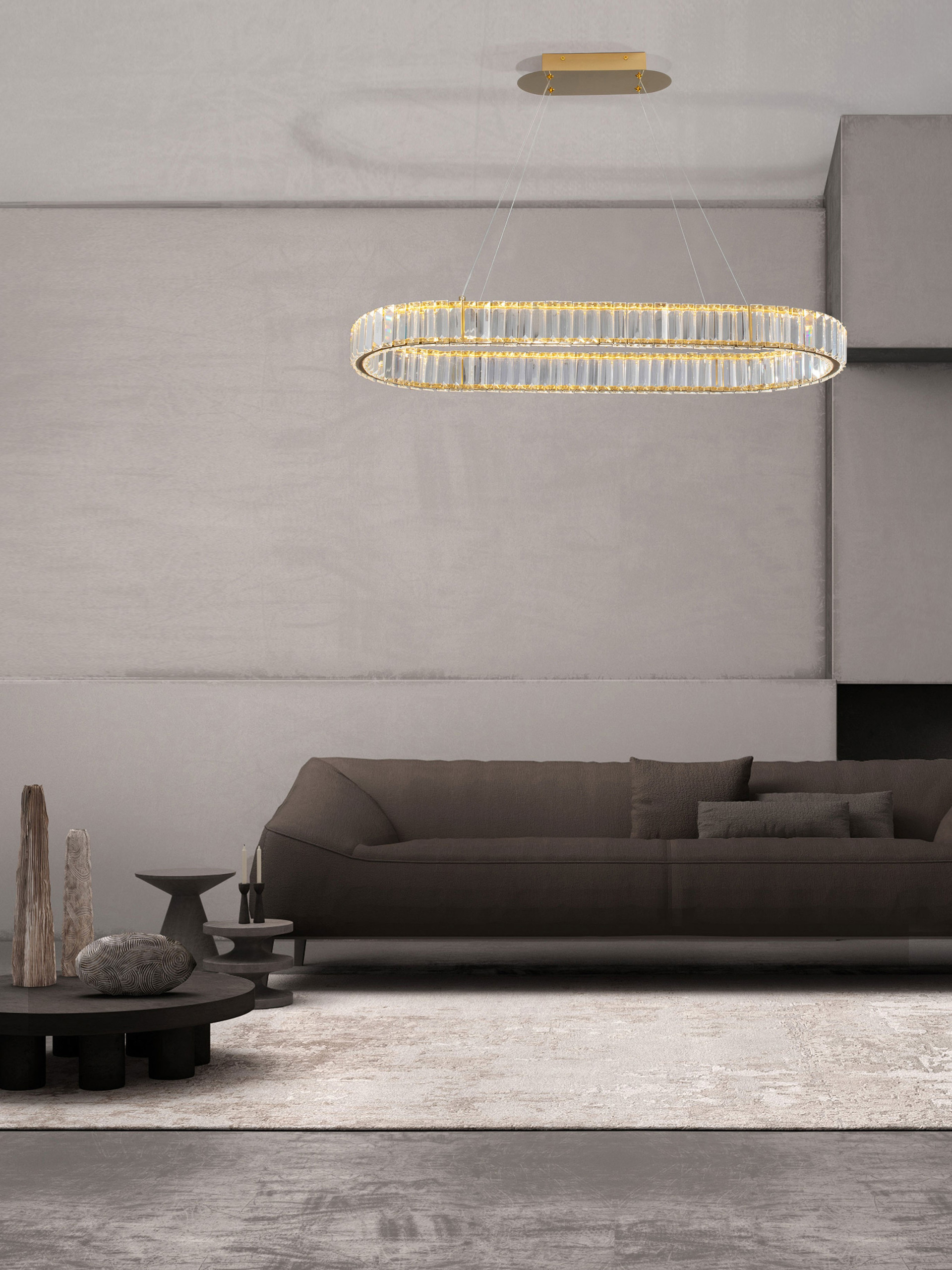 AURELIA | L 92 W 37 H 150 cm | 48 W | 3500 K | 2400 lm | IP20 | Gold | Metal/Crystal