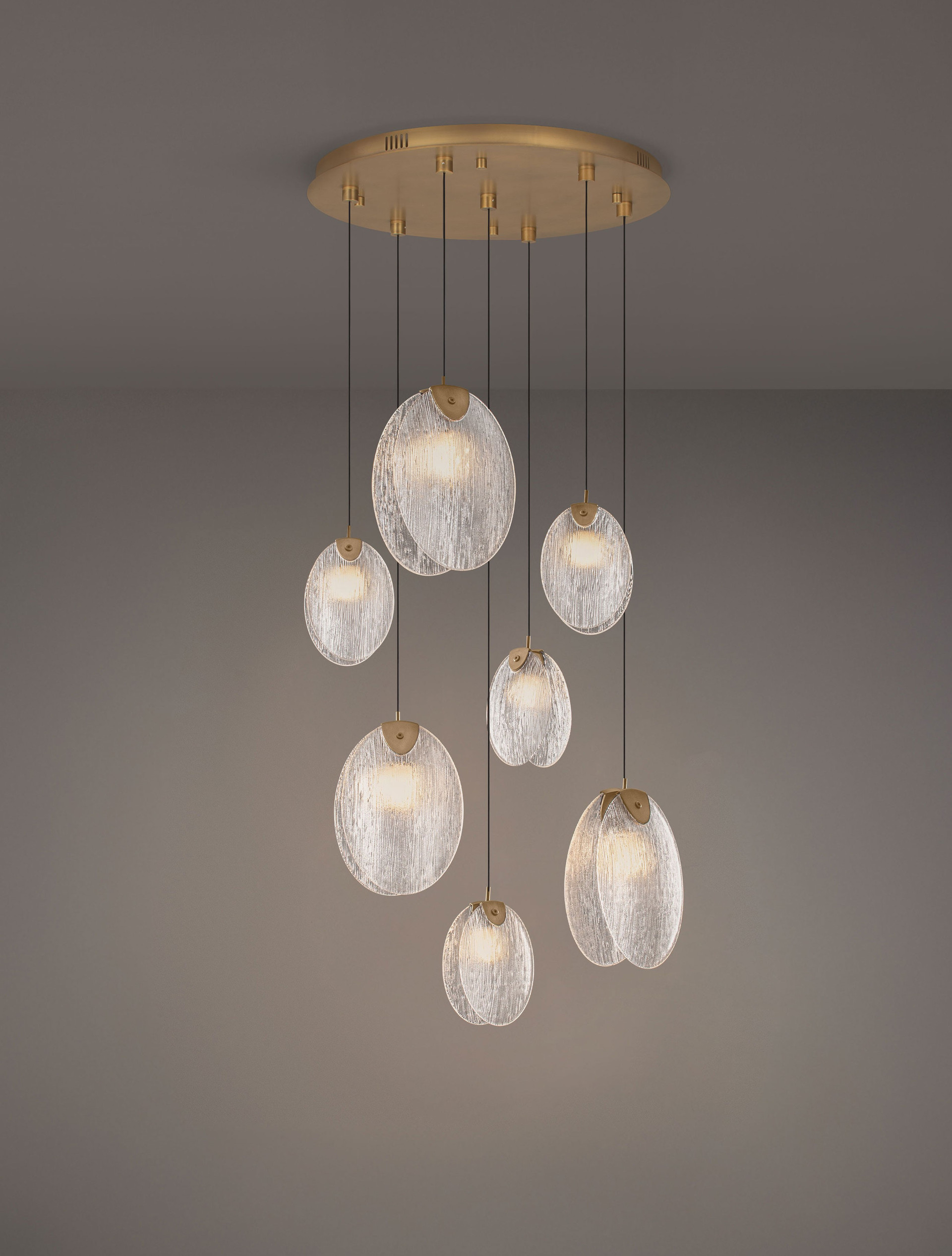 SHELINA | H 300 D 65 cm | 22 W | 3000 K | 1430 lm | IP20 | Ottone antico | Acciaio/Vetro