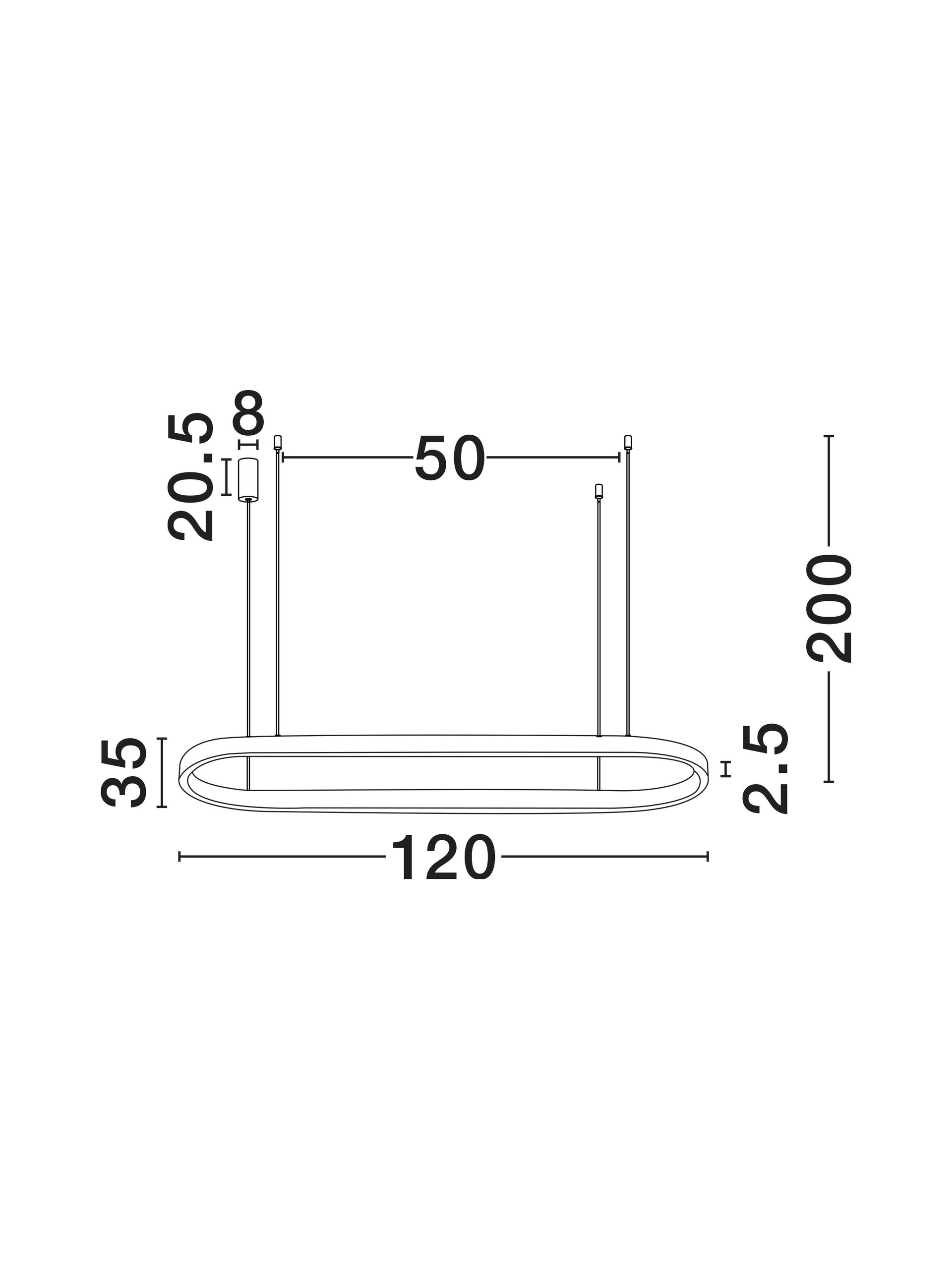 CUPPE | L 120 W 35 H 200 cm | 56 W | 3000 K | 3360 lm | IP20 | White | Aluminum/Acrylic