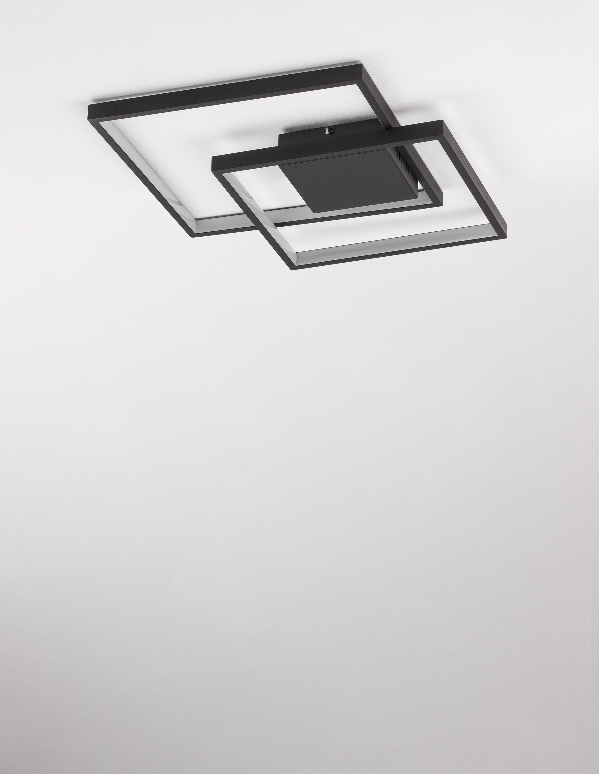 PORTO | L 42.5 W 42.5 H 6 cm | 30 W | 3000 K | 2030 lm | IP20 | Black | Steel/Aluminum/Acrylic