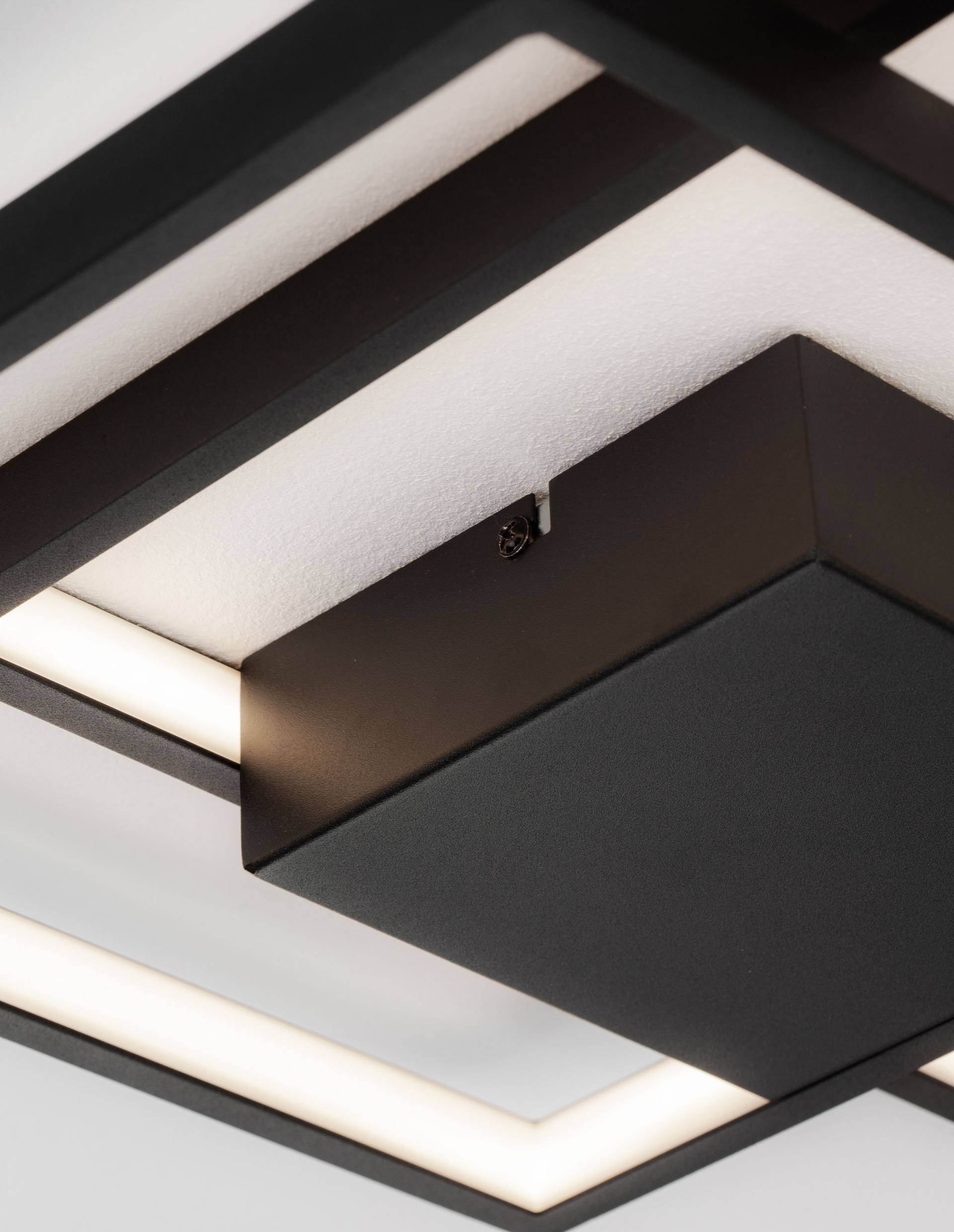 PORTO | L 42.5 W 42.5 H 6 cm | 30 W | 3000 K | 2030 lm | IP20 | Black | Steel/Aluminum/Acrylic