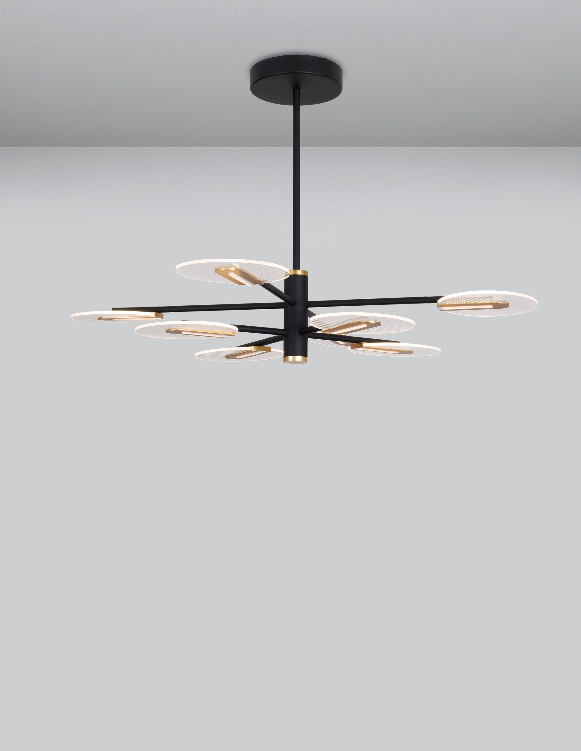 GENTI | H 63 D 89 cm | 54 W | 3000 K | 3606 lm | IP20 | Black/Gold | Aluminum/Acrylic