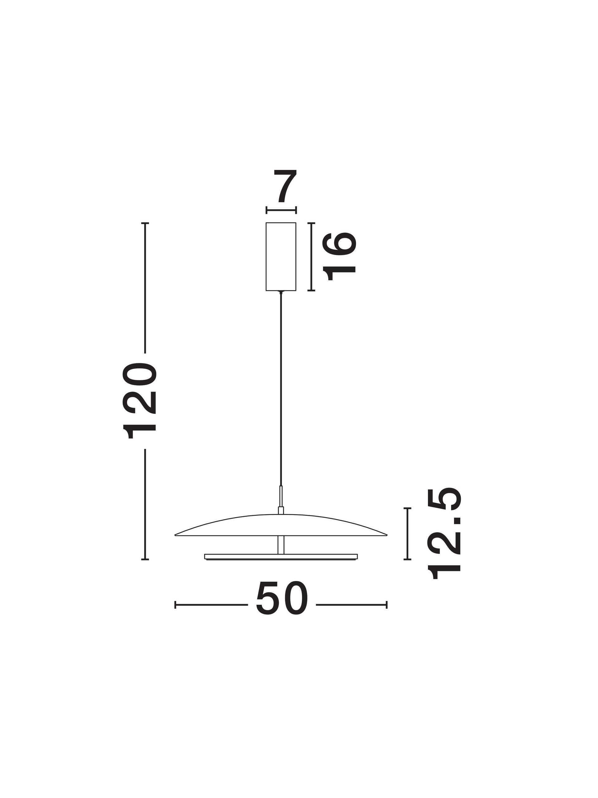 OLOS | H 120 D 50 cm | 37 W | 3000 K | 1786 lm | IP20 | Weiß/Chrom | Glas/Aluminium