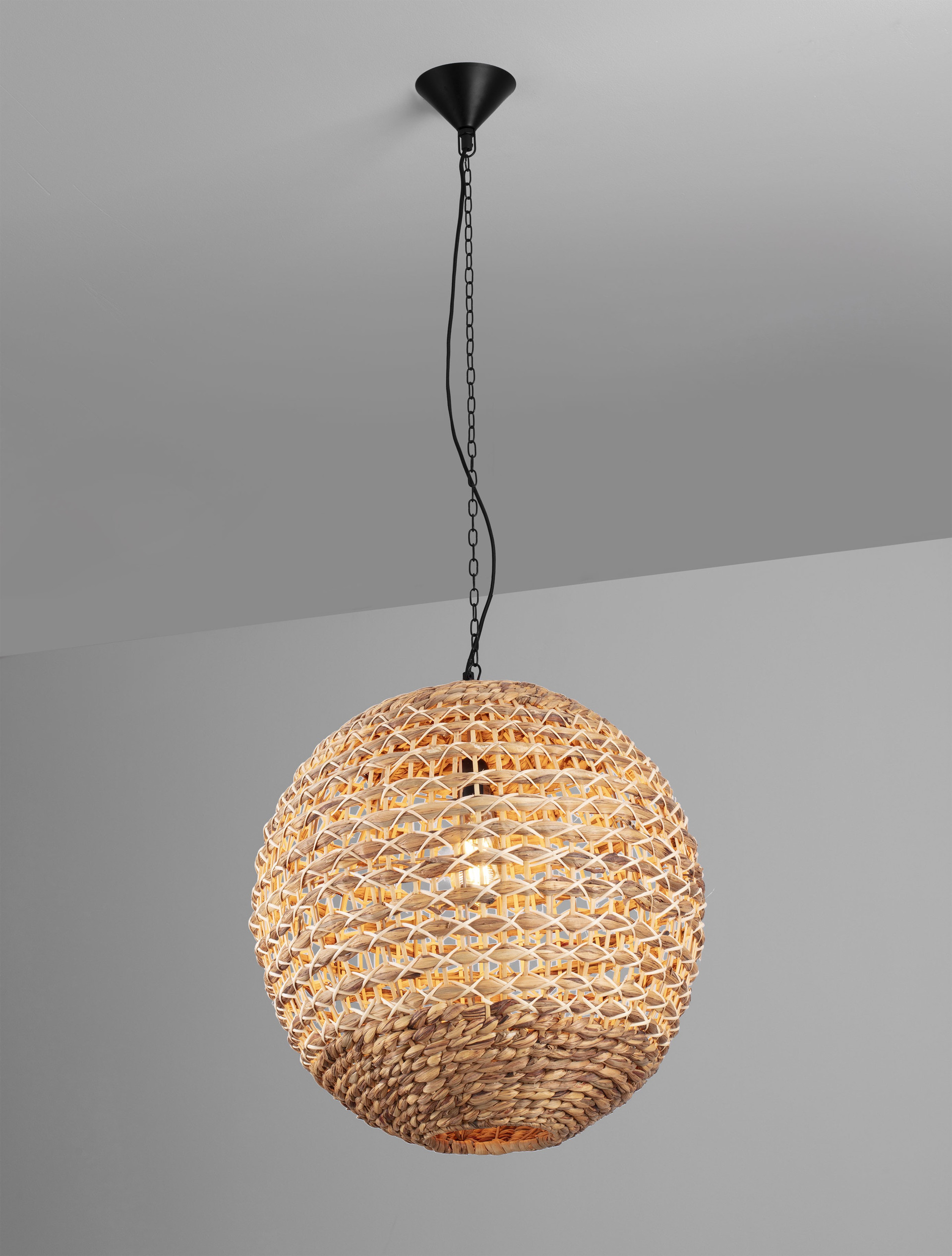 BOLA | H 200 D 50 cm | 12 W | IP20 | Beige | Fabric/Rattan