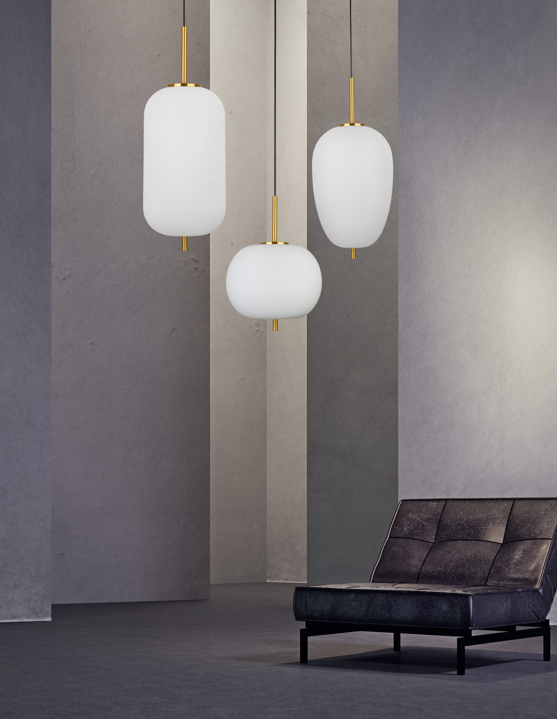 LATO | H 120 D 27 cm | 12 W | IP20 | White/Gold | Glass/Metal/Fabric