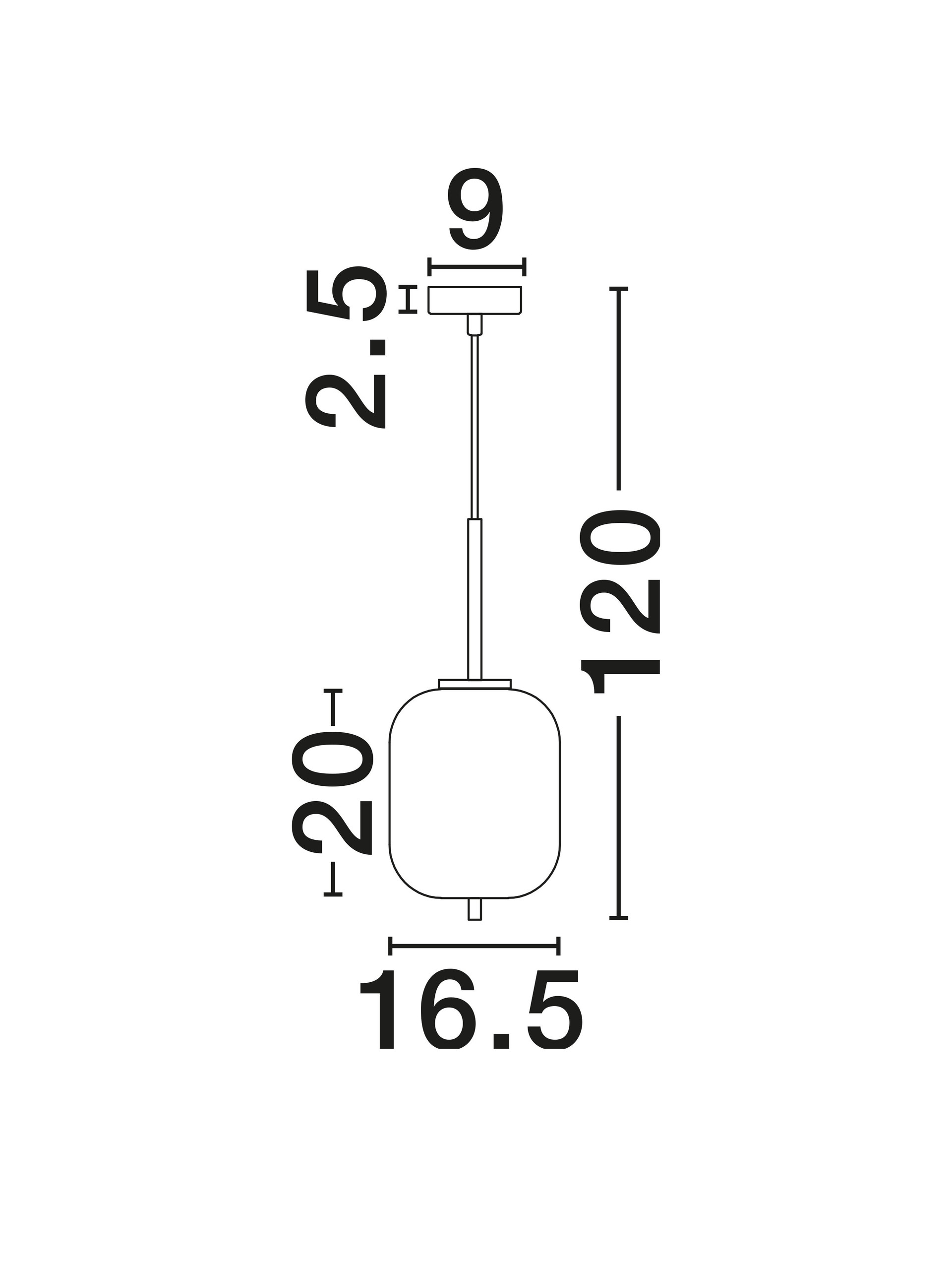 LATO | H 120 D 16.5 cm | 5 W | IP20 | Black/White | Glass/Metal/Fabric