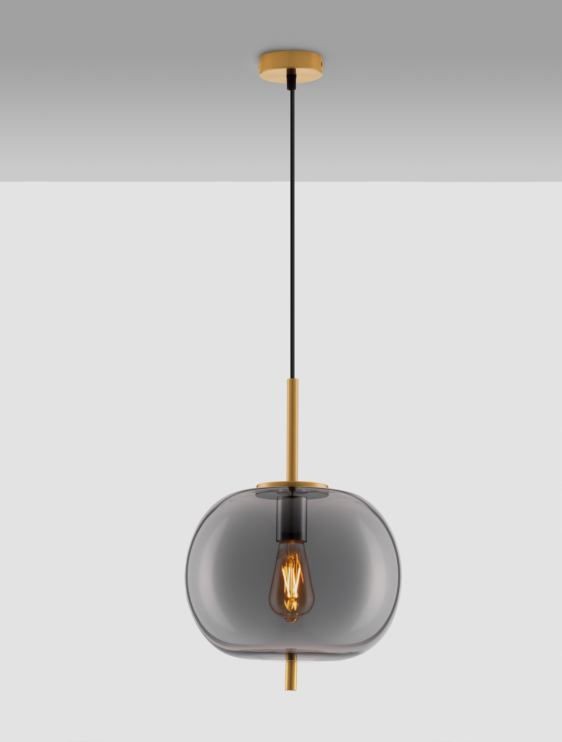 LATO | H 120 D 30 cm | 12 W | IP20 | Gold/Smokey | Glass/Metal/Fabric