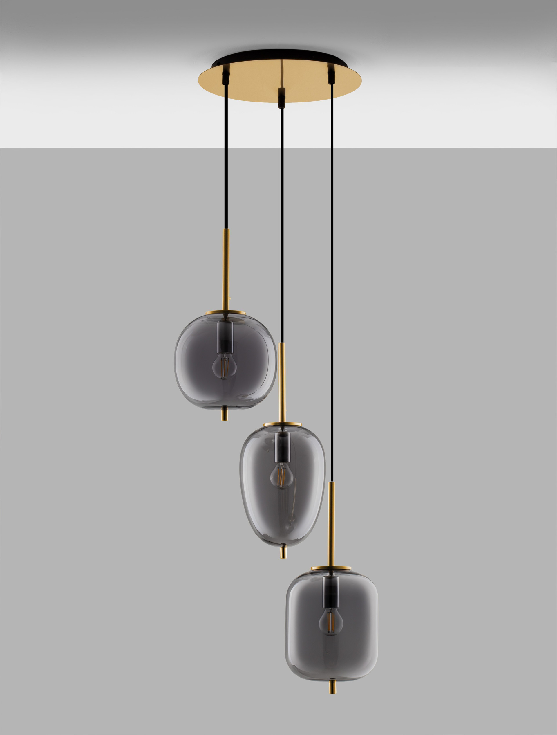 LATO | H 120 D 30 cm | 20 W | IP20 | Gold/Smokey | Glass/Metal/Fabric