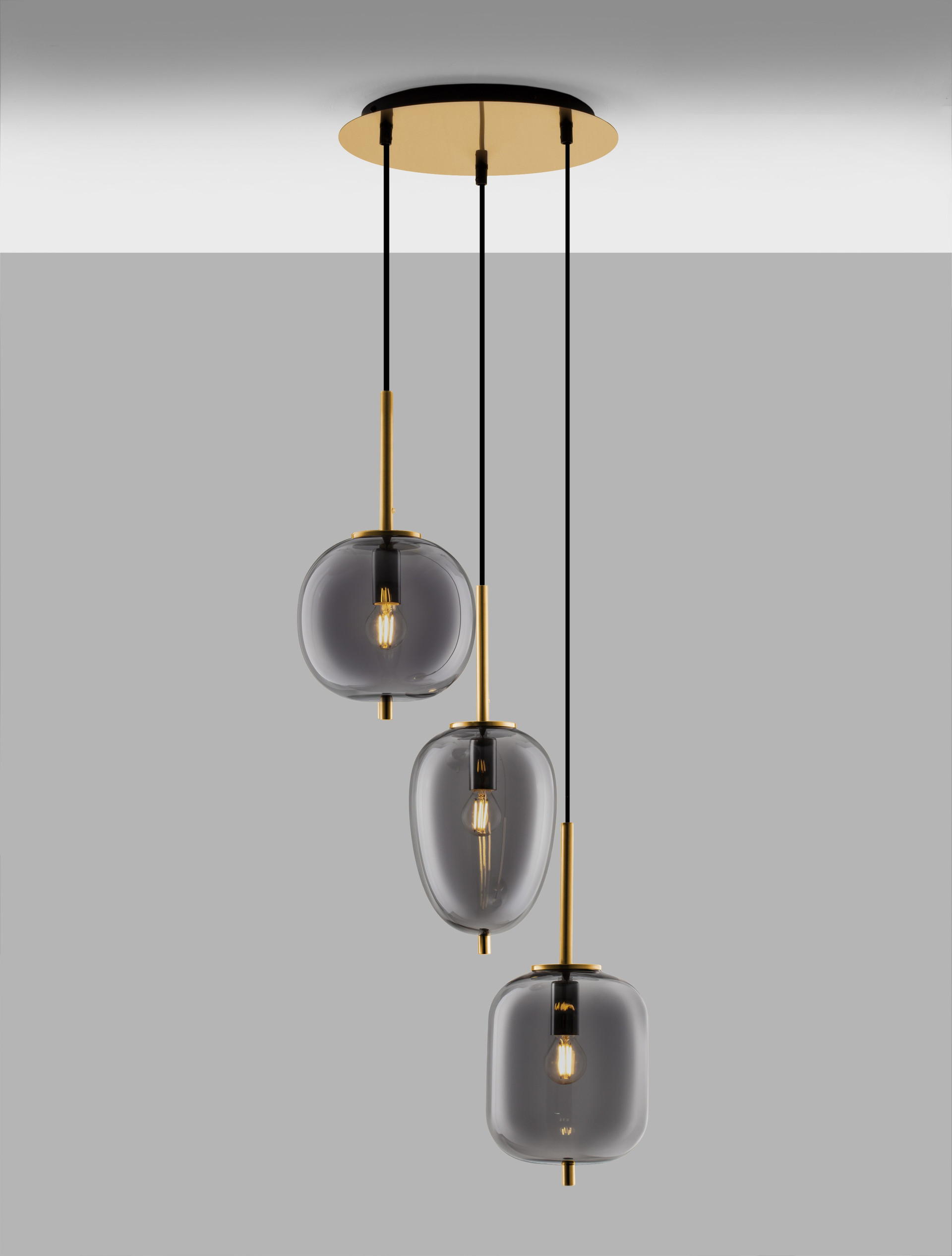 LATO | H 120 D 30 cm | 20 W | IP20 | Gold/Smokey | Glass/Metal/Fabric