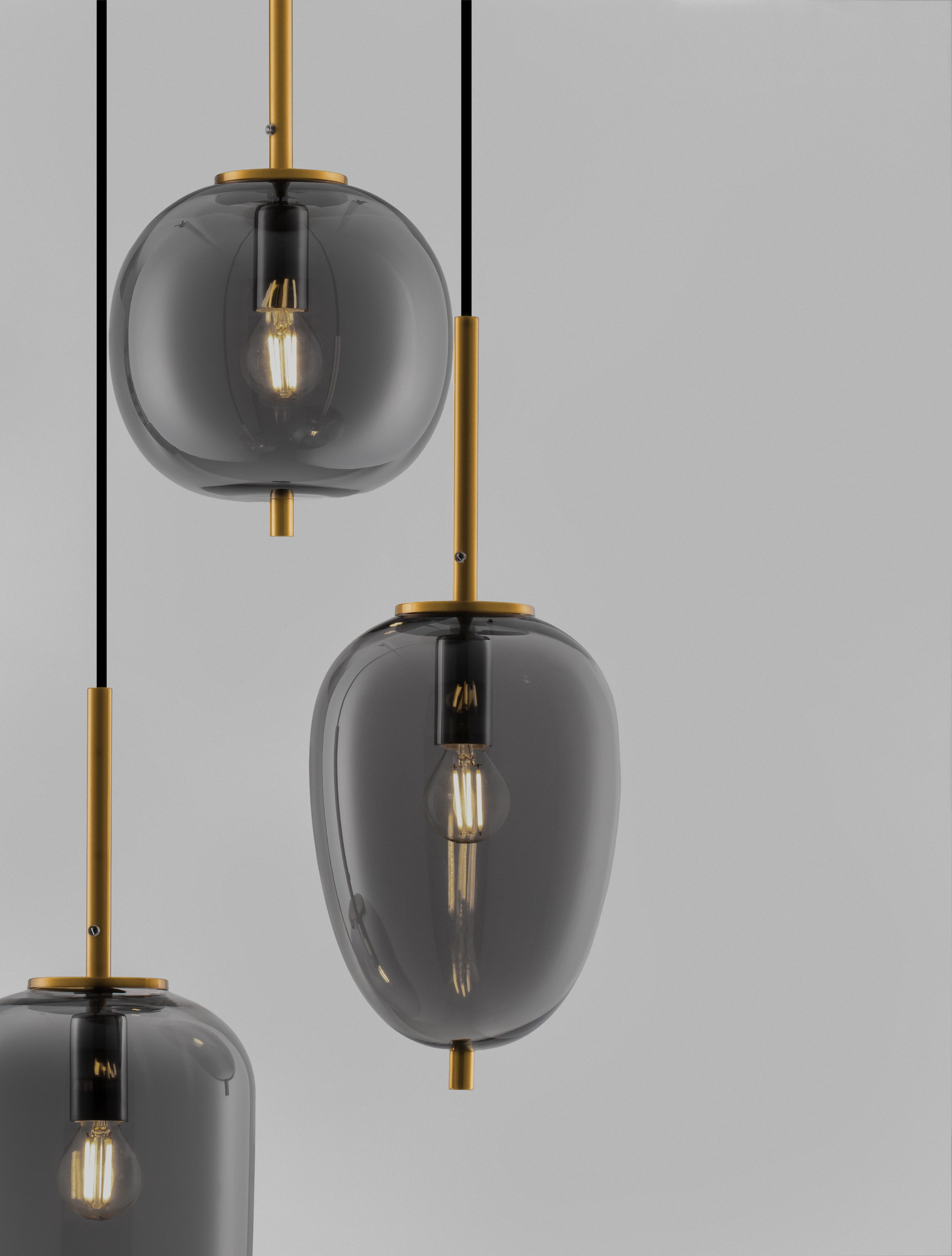 LATO | H 120 D 30 cm | 20 W | IP20 | Gold/Smokey | Glass/Metal/Fabric