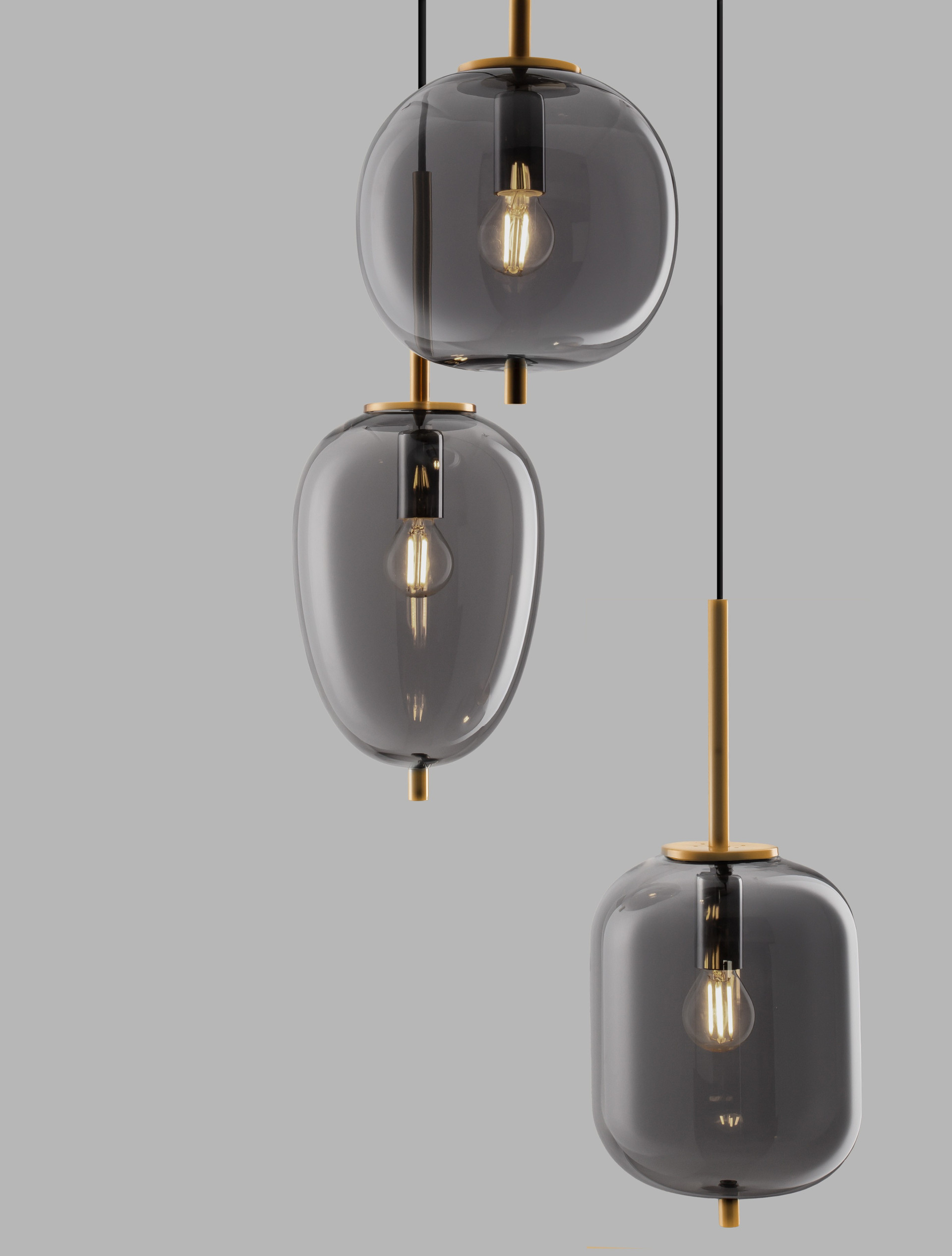 LATO | H 120 D 30 cm | 20 W | IP20 | Gold/Smokey | Glass/Metal/Fabric