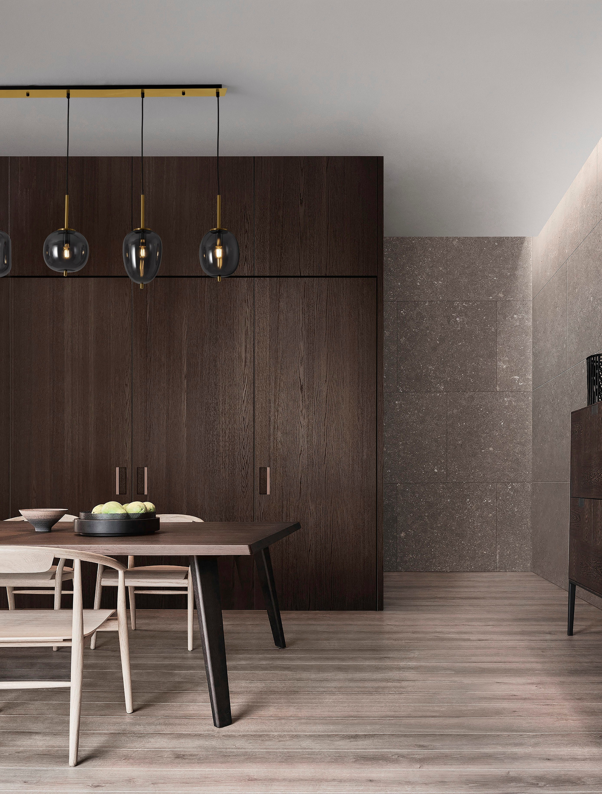 LATO | L 110 W 18.5 H 120 cm | 20 W | IP20 | Gold/Smokey | Glass/Metal/Fabric