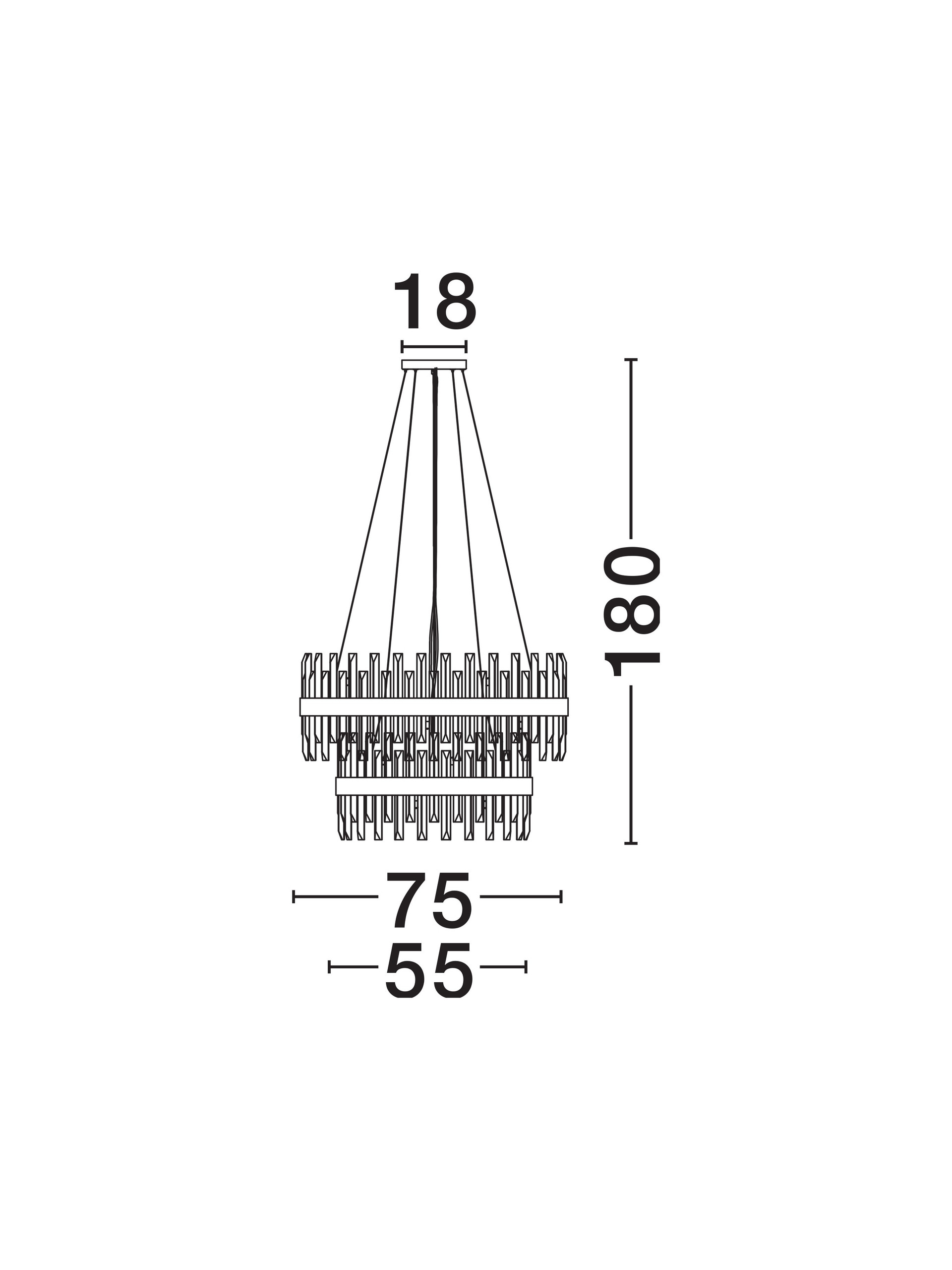CROWN | H 180 D 75 cm | 160 W | IP20 | Gold | Metal/Crystal