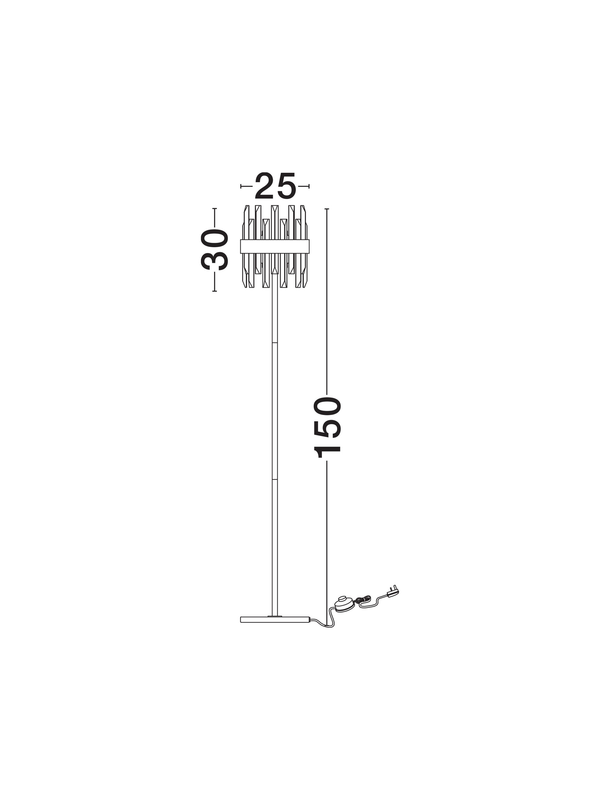 CROWN | H 150 D 25 cm | 50 W | IP20 | Gold | Metal/Crystal