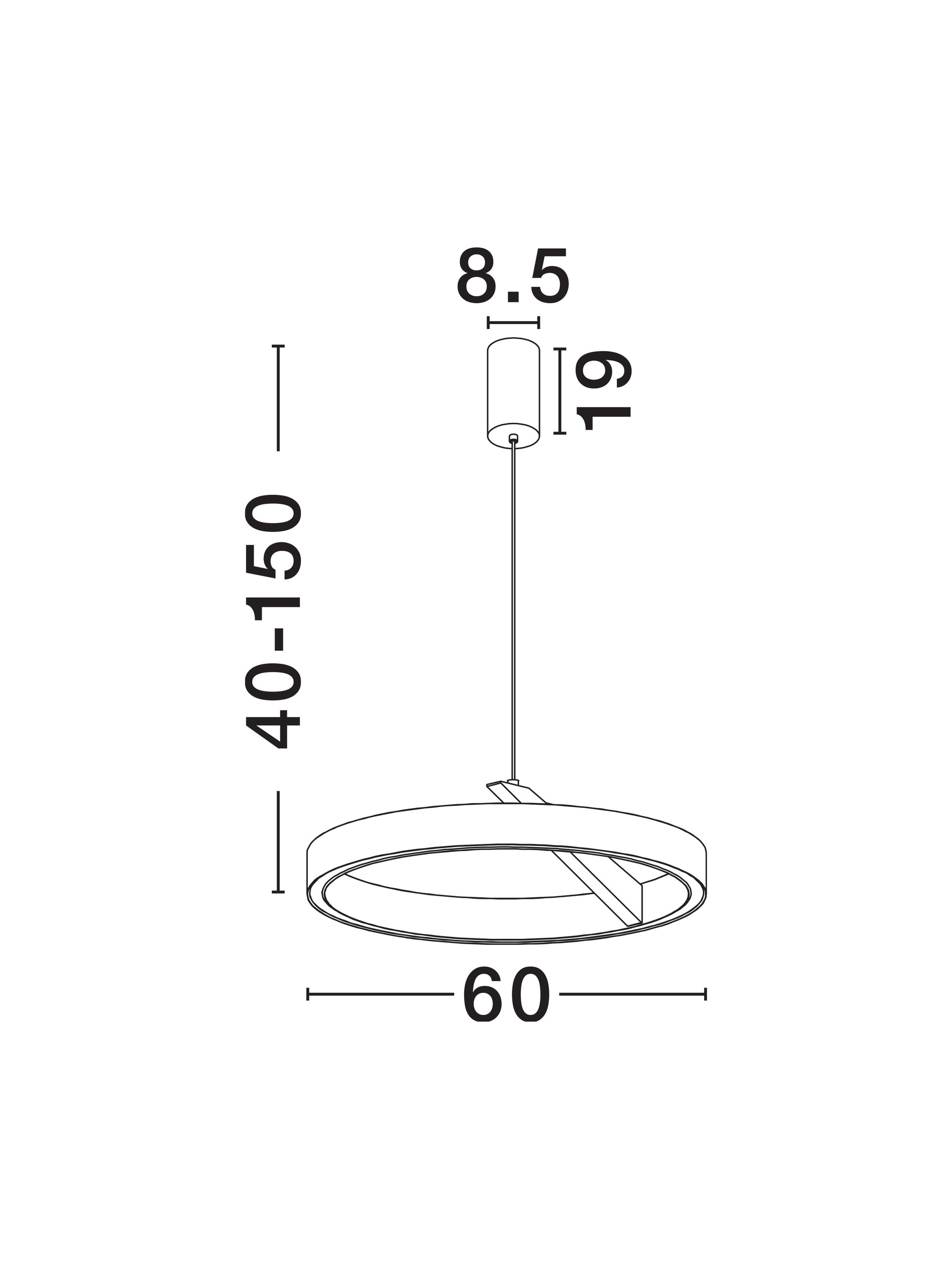 ADALIZ | H 150 D 60 cm | 59 W | 3000/2700/4000 K | 2663 lm | IP20 | White | Aluminum/Metal/Silicone