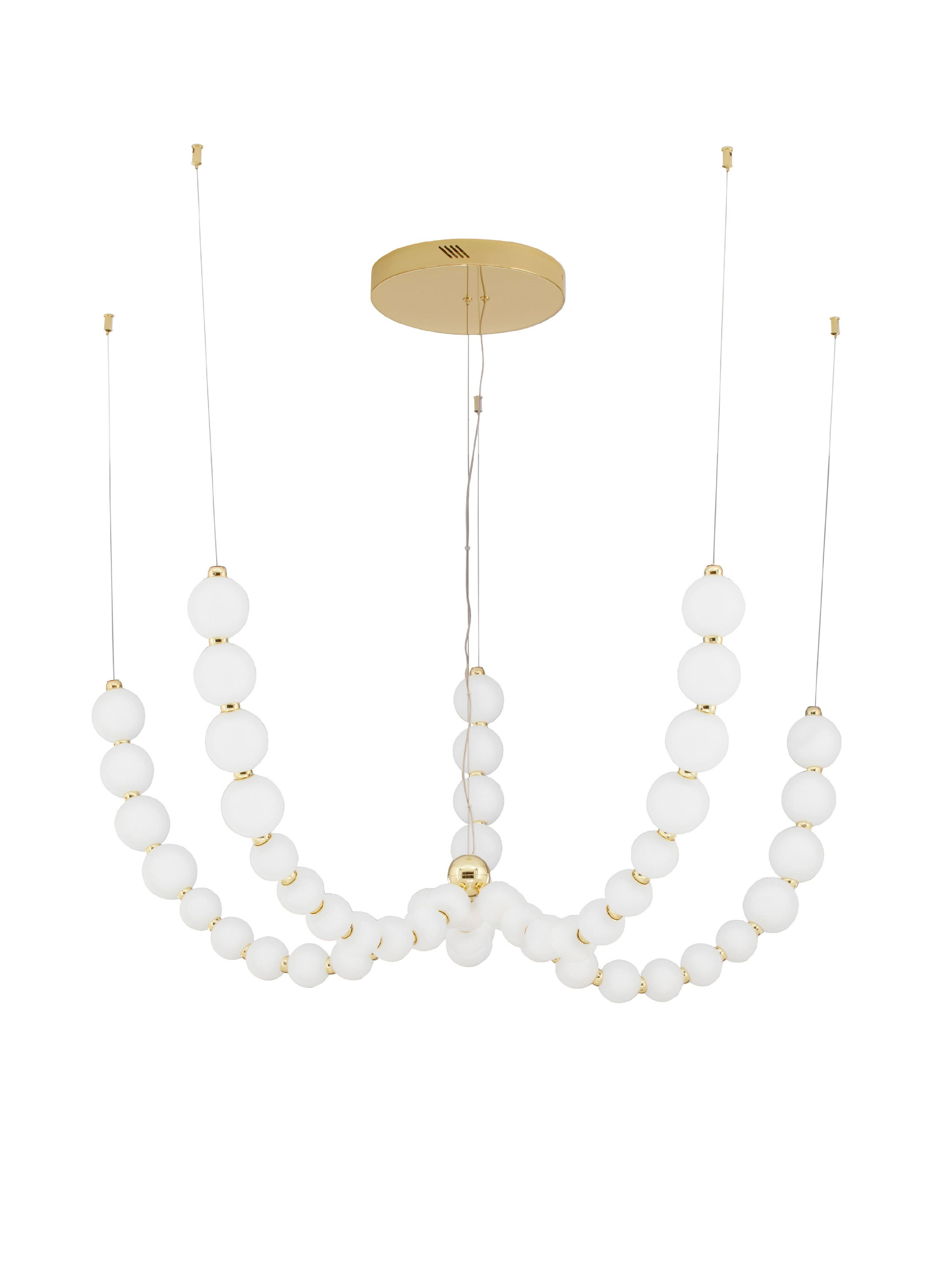PERLA | H 150 D 118 cm | 125 W | 3000 K | 11377 lm | IP20 | Weiß/Gold | Glas/Metall