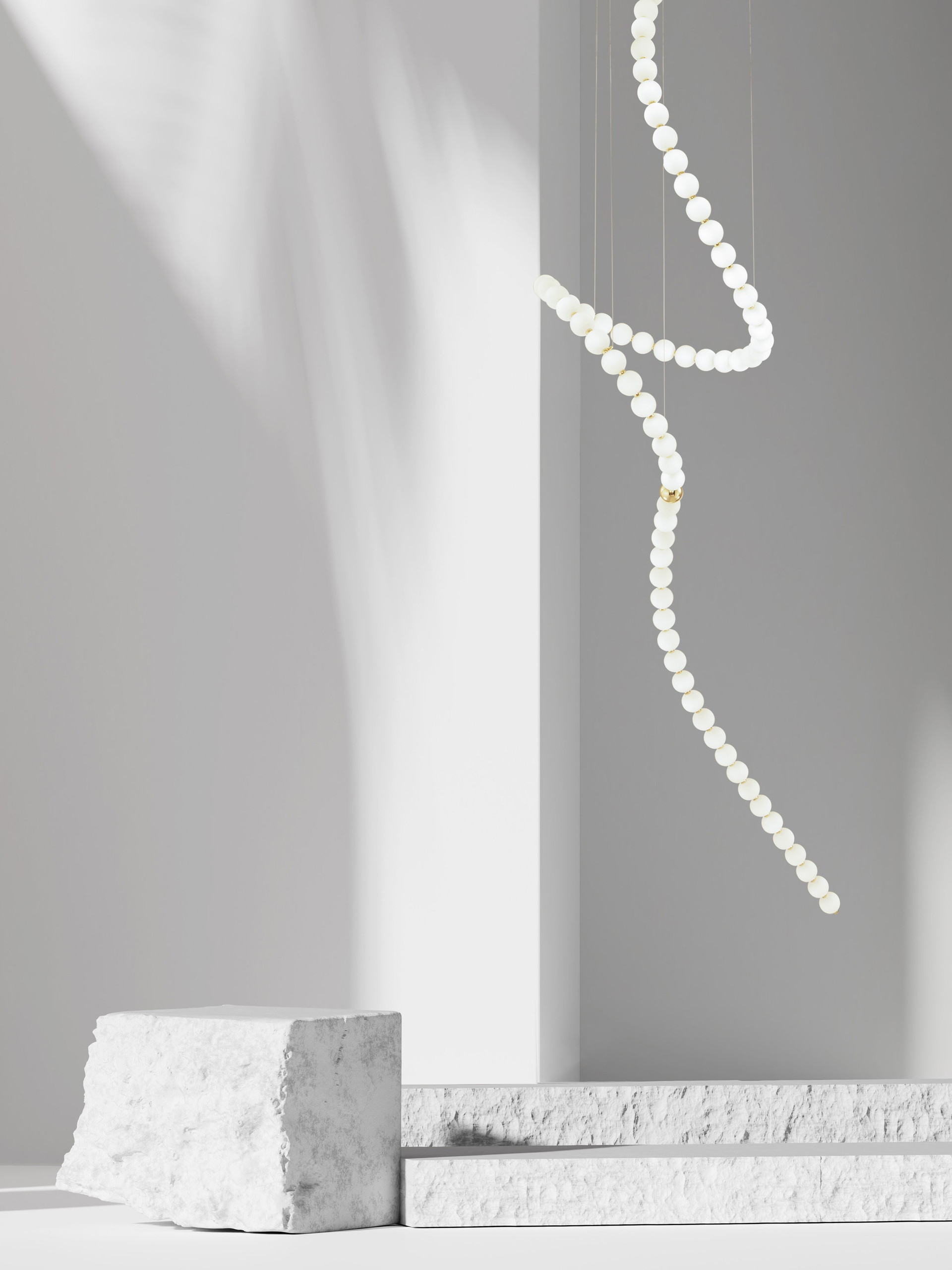 PERLA | H 400 D 79 cm | 207 W | 3000 K | 13065 lm | IP20 | White/Gold | Glass/Metal