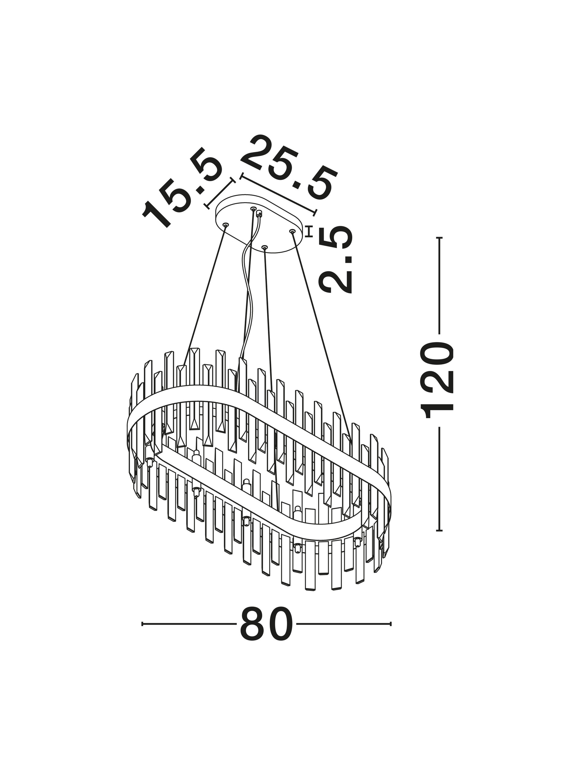 CROWN | L 80 W 36 H 120 cm | 100 W | IP20 | Gold | Metal/Crystal