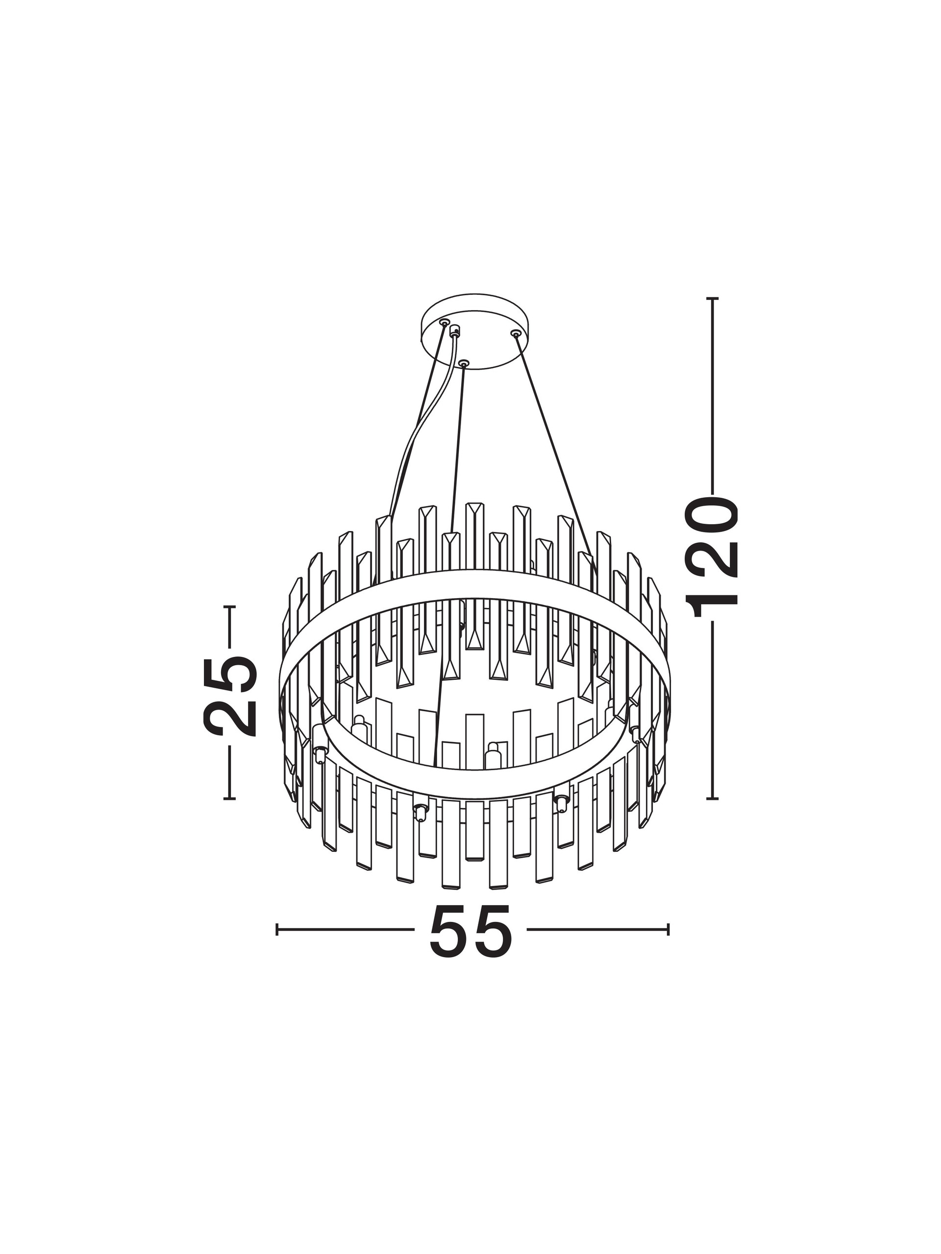 CROWN | H 120 D 55 cm | 70 W | IP20 | Gold | Metal/Crystal