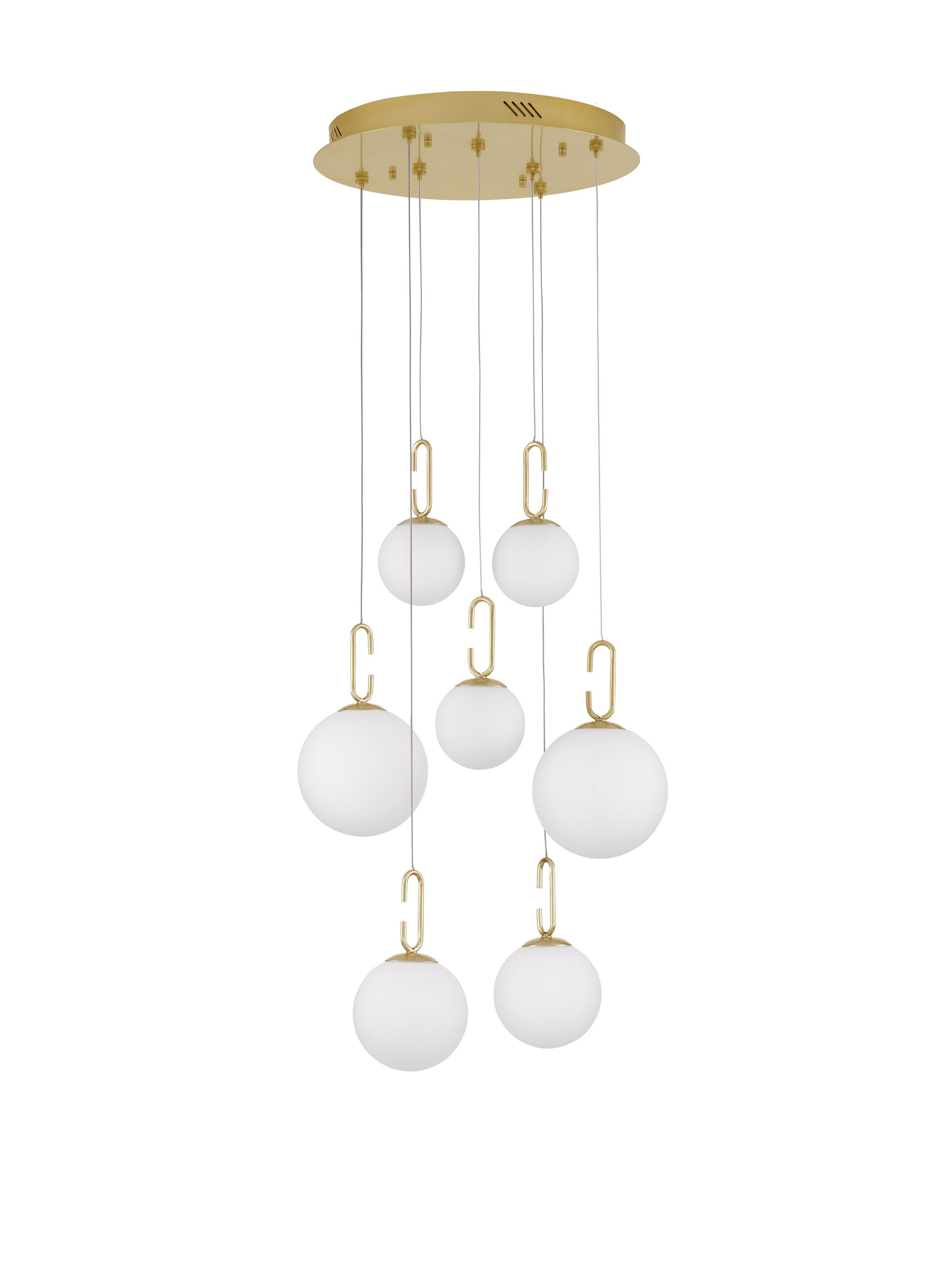 HOOK | H 180 D 56.6 cm | 52 W | 3000 K | 4815 lm | IP20 | White/Gold | Glass/Metal