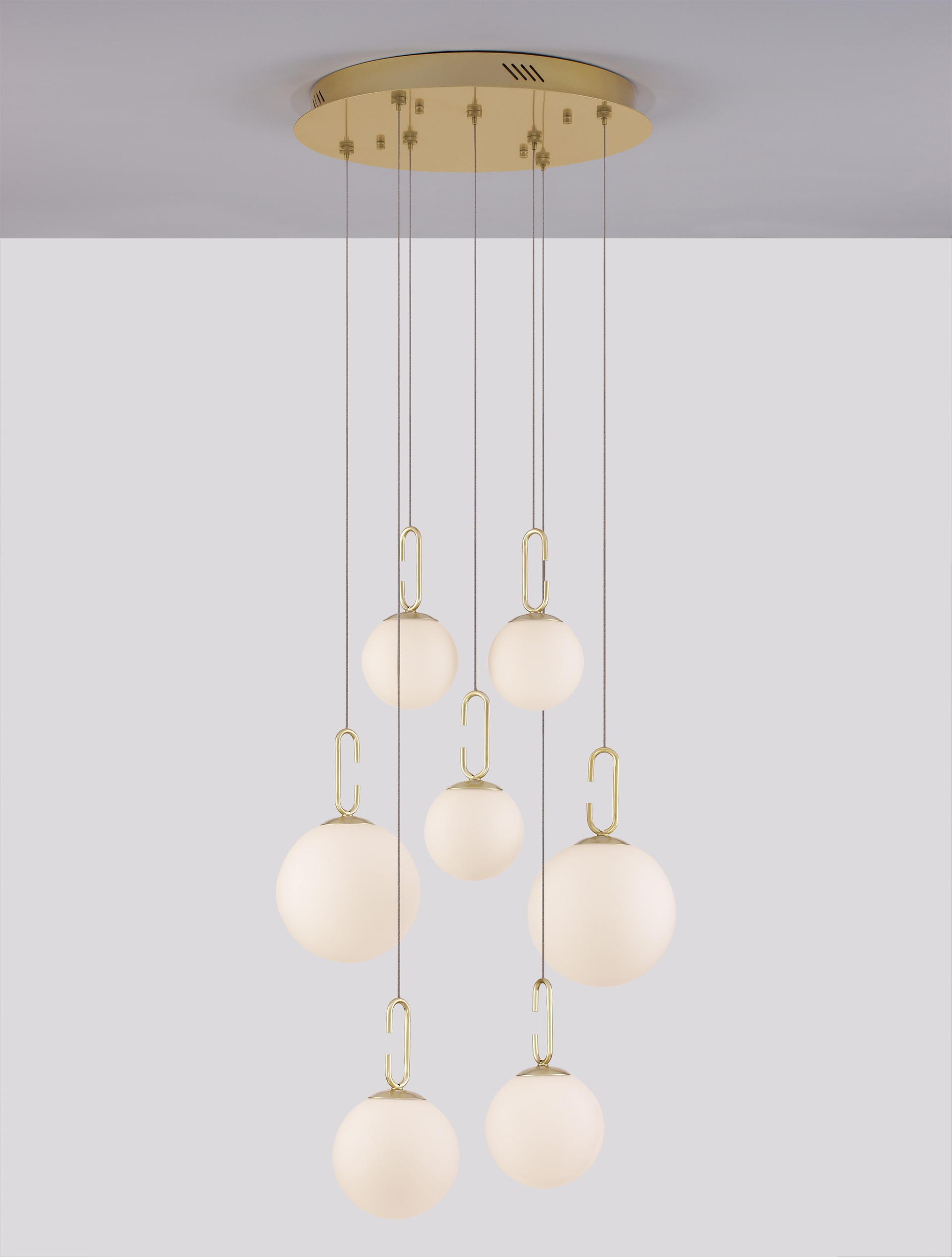 HOOK | H 180 D 56.6 cm | 52 W | 3000 K | 4815 lm | IP20 | White/Gold | Glass/Metal