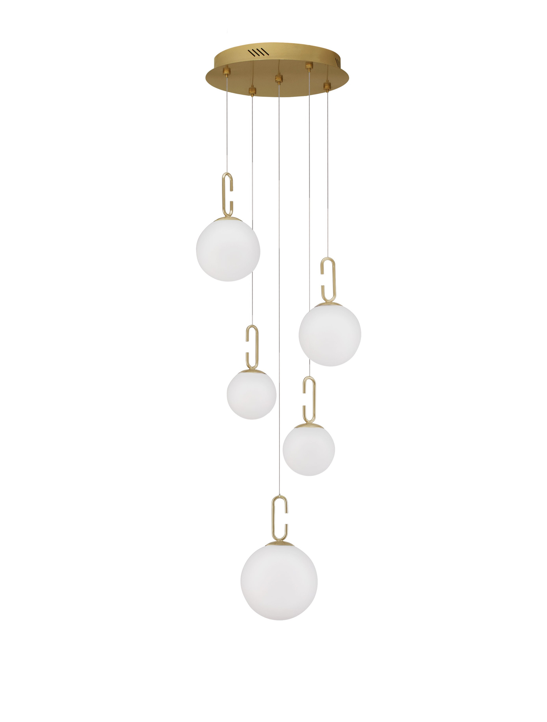 HOOK | H 180 D 42 cm | 30 W | 3000 K | 3142 lm | IP20 | White/Gold | Glass/Metal