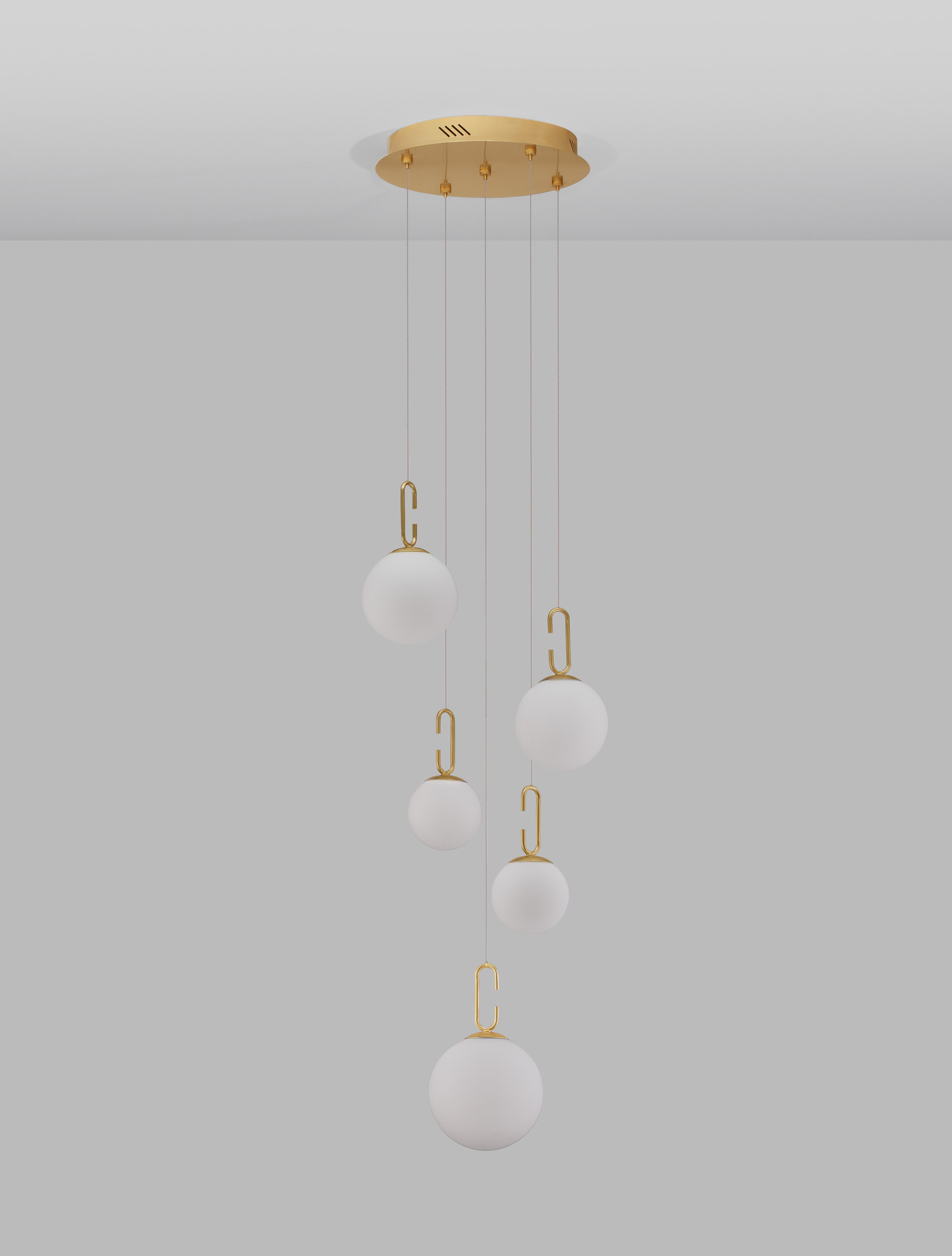 HOOK | H 180 D 42 cm | 30 W | 3000 K | 3142 lm | IP20 | White/Gold | Glass/Metal