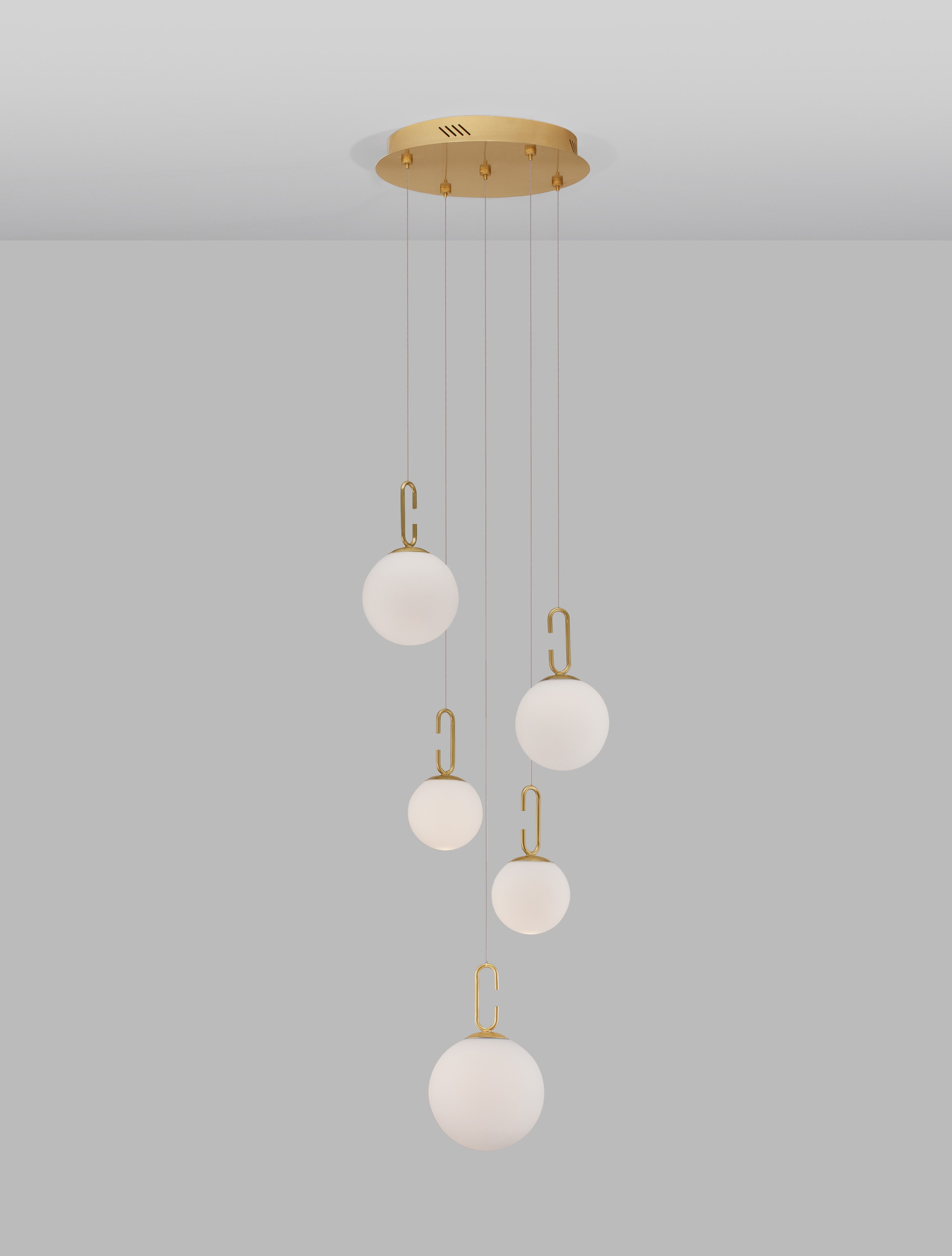 HOOK | H 180 D 42 cm | 30 W | 3000 K | 3142 lm | IP20 | White/Gold | Glass/Metal
