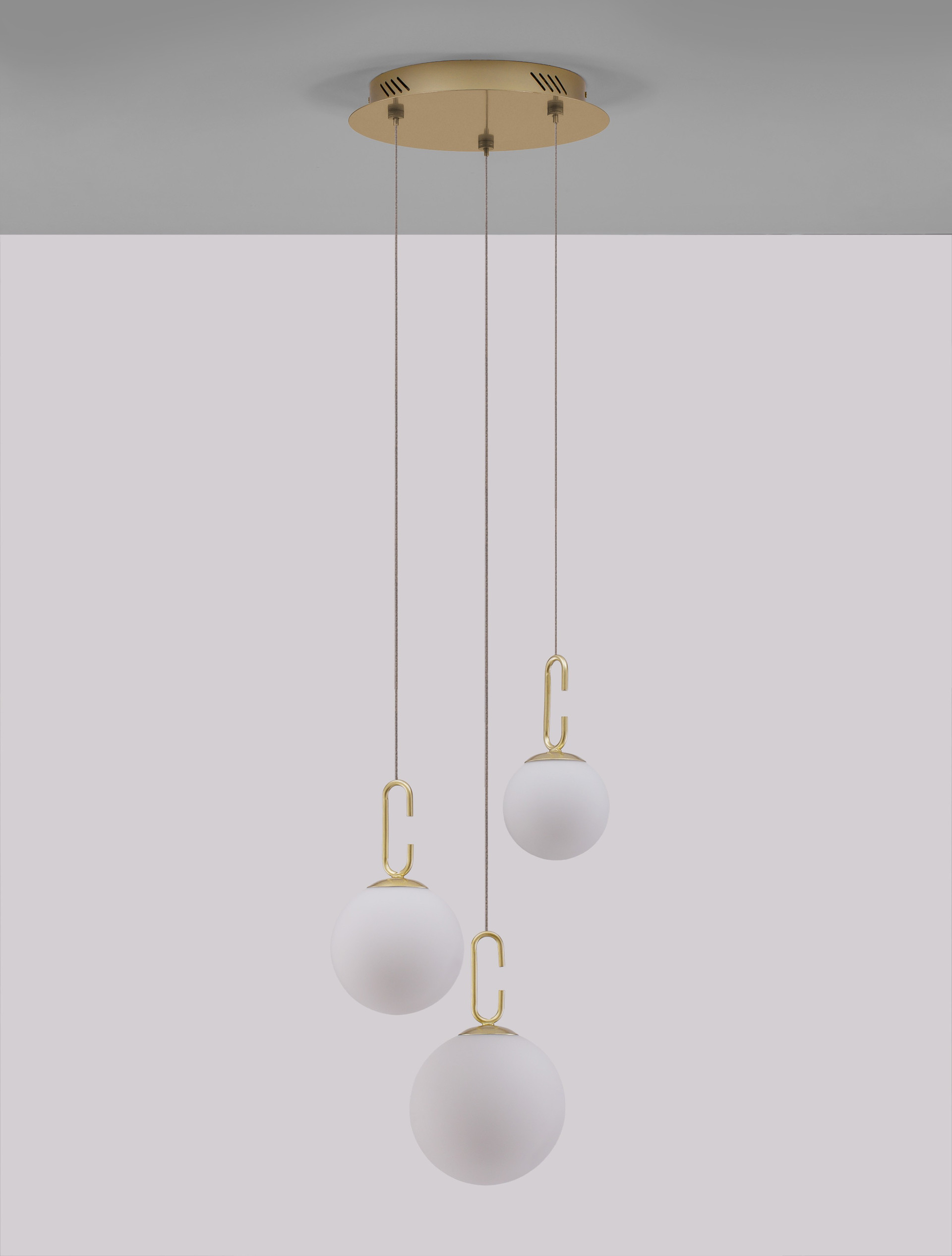 HOOK | H 180 D 39 cm | 26 W | 3000 K | 2521 lm | IP20 | White/Gold | Glass/Metal