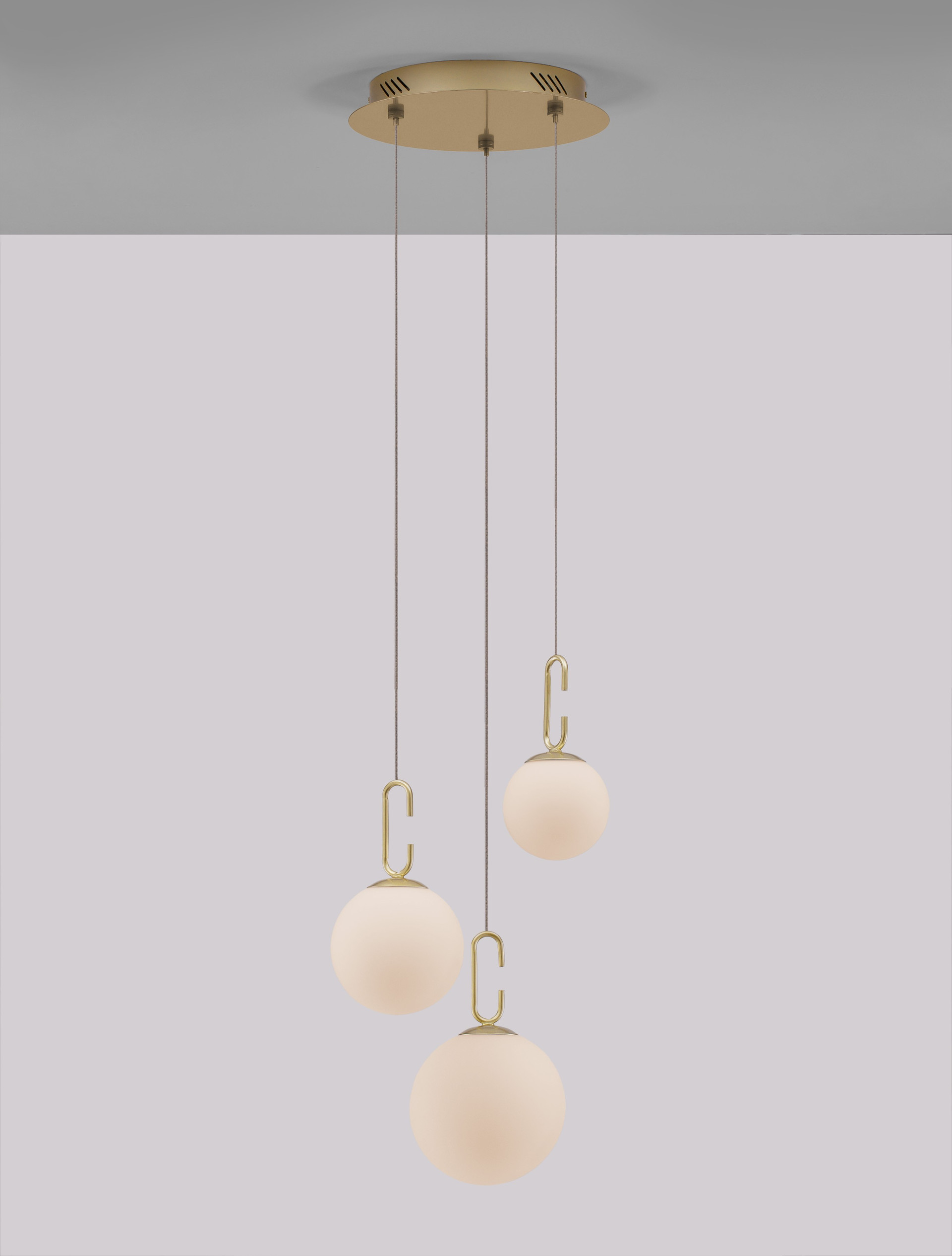 HOOK | H 180 D 39 cm | 26 W | 3000 K | 2521 lm | IP20 | White/Gold | Glass/Metal