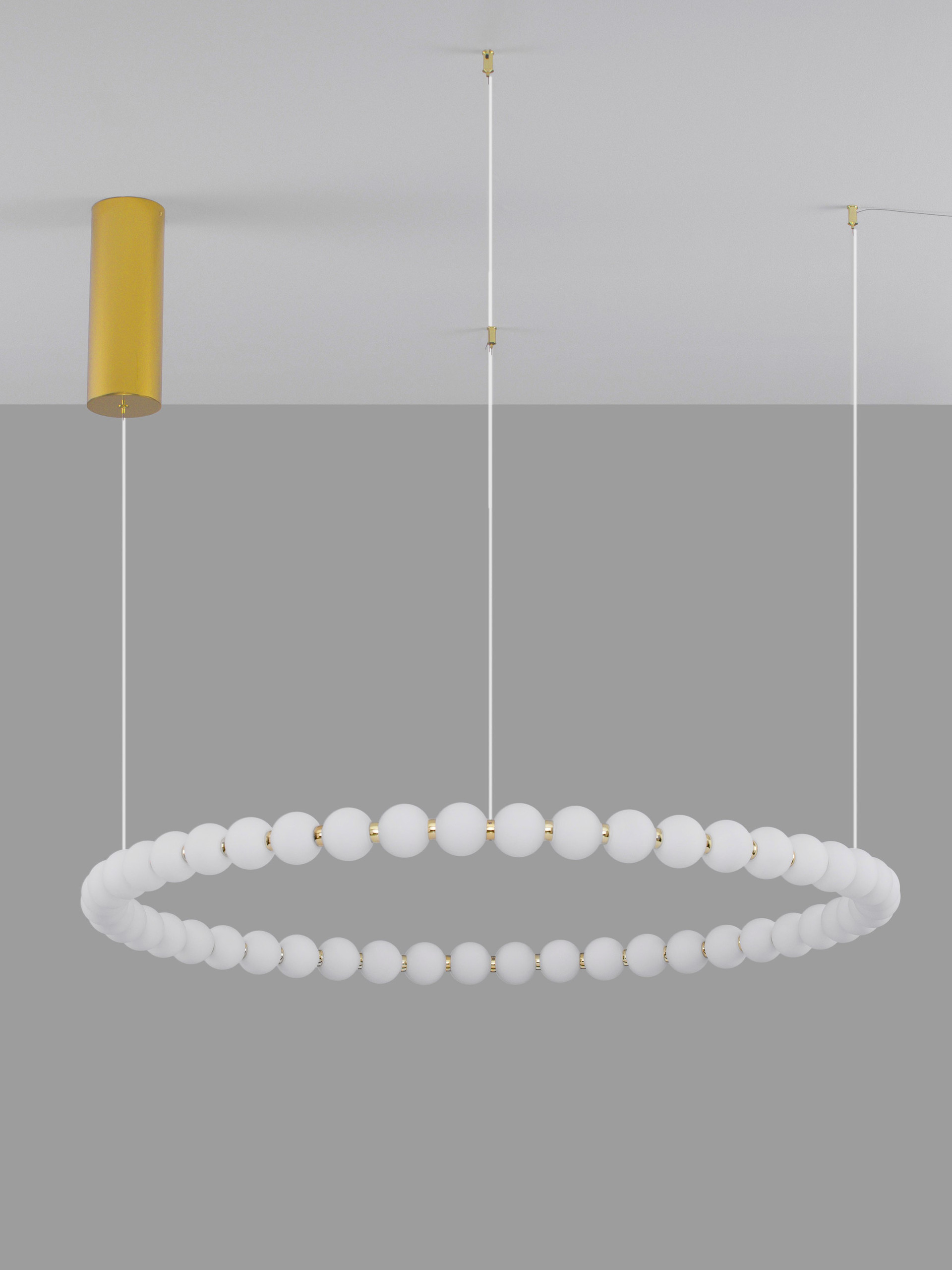 PERLA | H 200 D 104 cm | 96 W | 3000 K | 8076 lm | IP20 | White/Gold | Glass/Metal