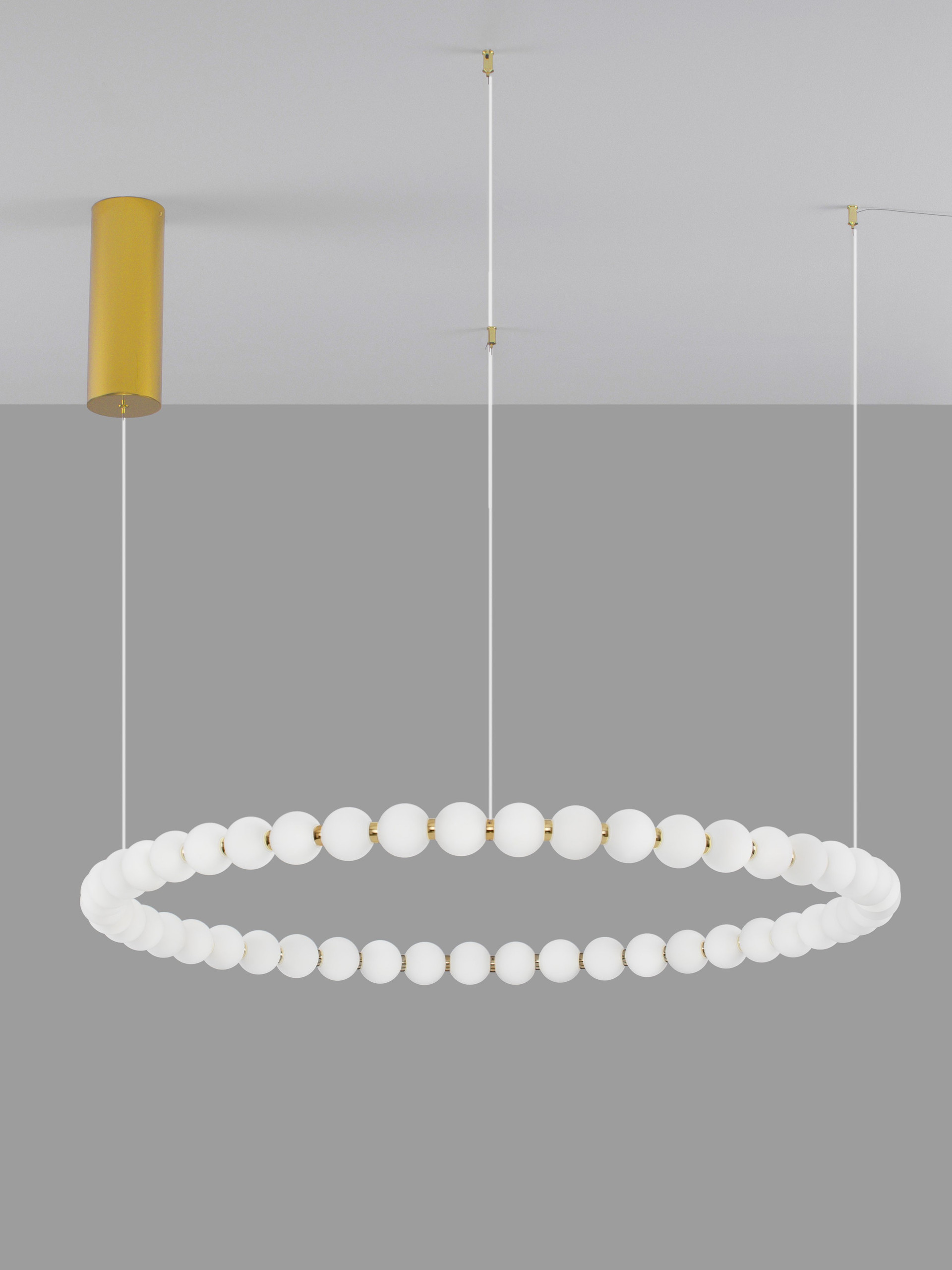 PERLA | H 200 D 104 cm | 96 W | 3000 K | 8076 lm | IP20 | White/Gold | Glass/Metal