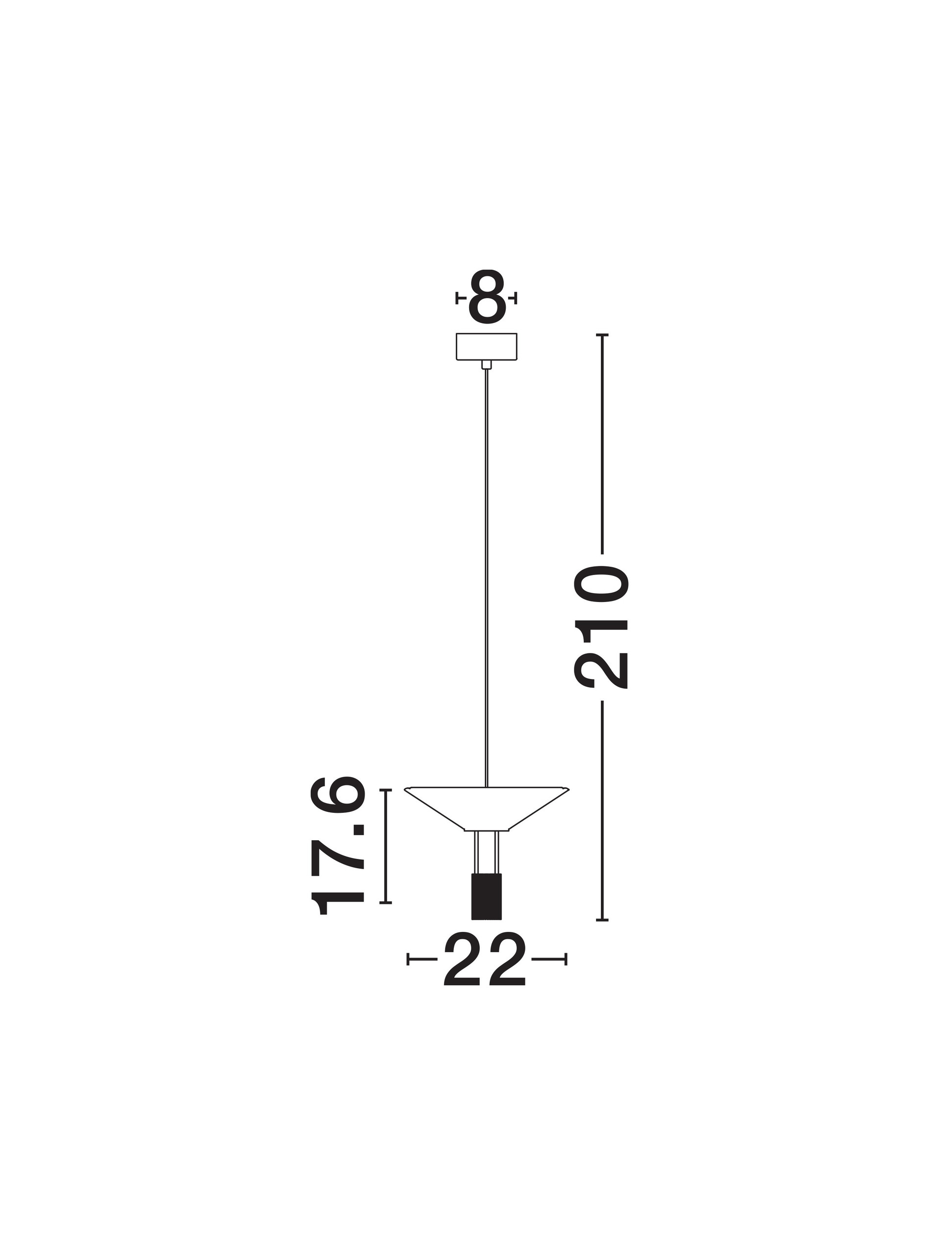 ANAFI | H 210 D 22 cm | 8 W | 3000 K | 395 lm | IP20 | Negro | Acero/Aluminio/Acrílico