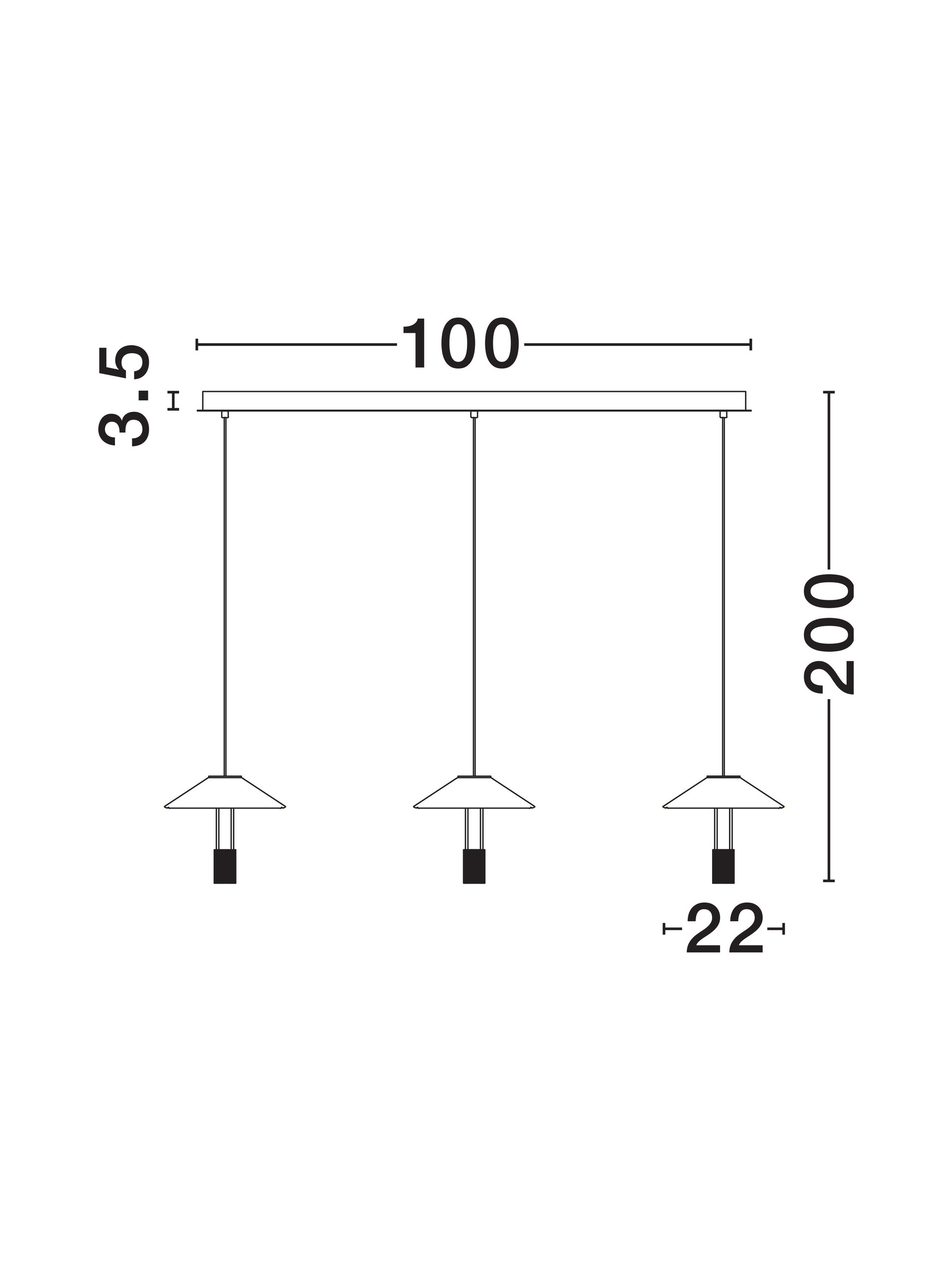 ANAFI | L 100 W 22 H 200 cm | 24 W | 3000 K | 1185 lm | IP20 | Black | Steel/Aluminum/Acrylic