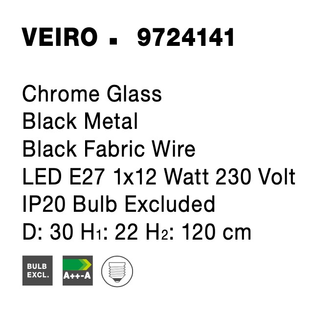 VEIRO | D 30 cm | 12 W | IP20 | Smokey | Glass/Metal