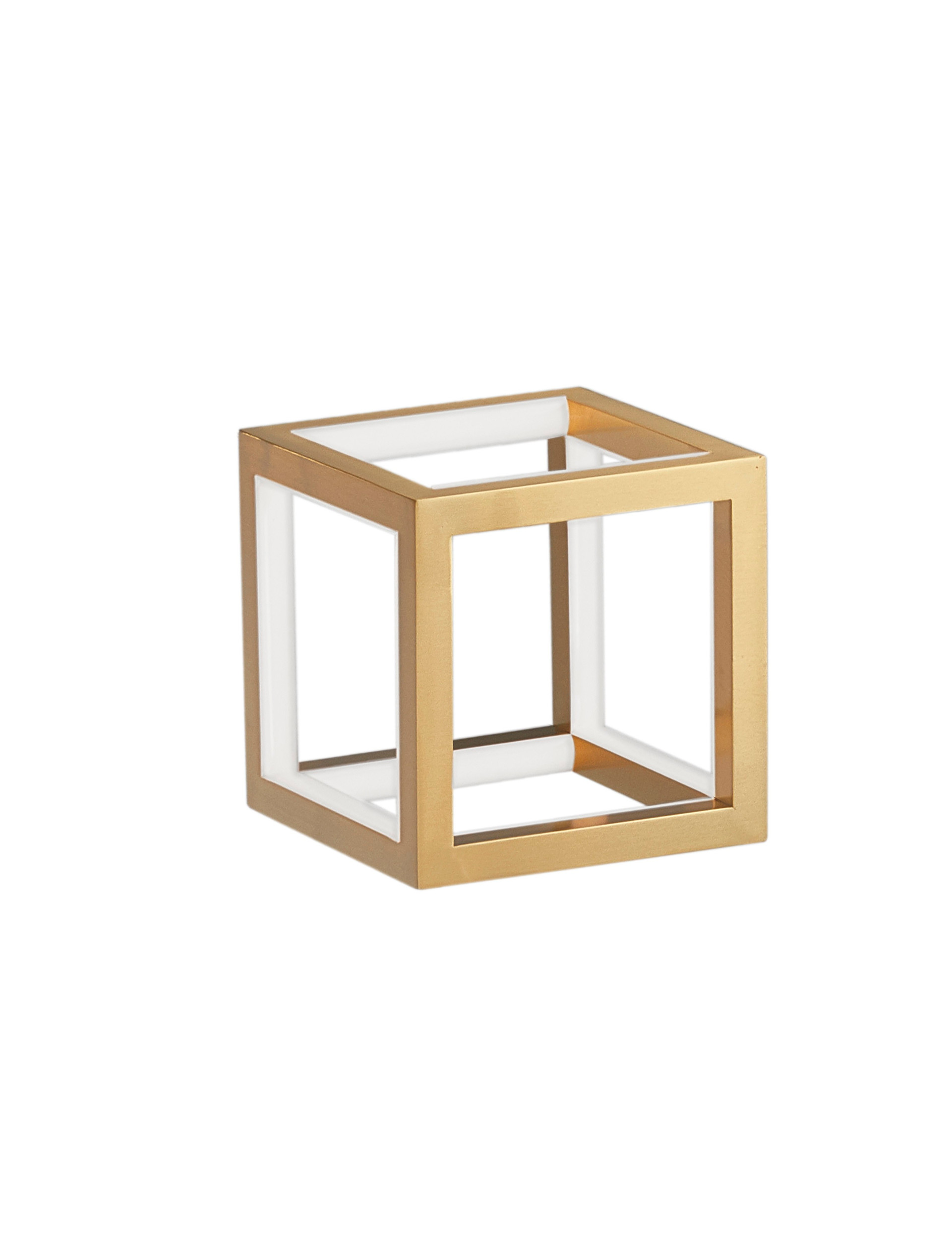 GABBIA | L 16 W 16 H 16 cm | 20 W | 3000 K | 1500 lm | IP20 | Gold | Aluminum/Silicone