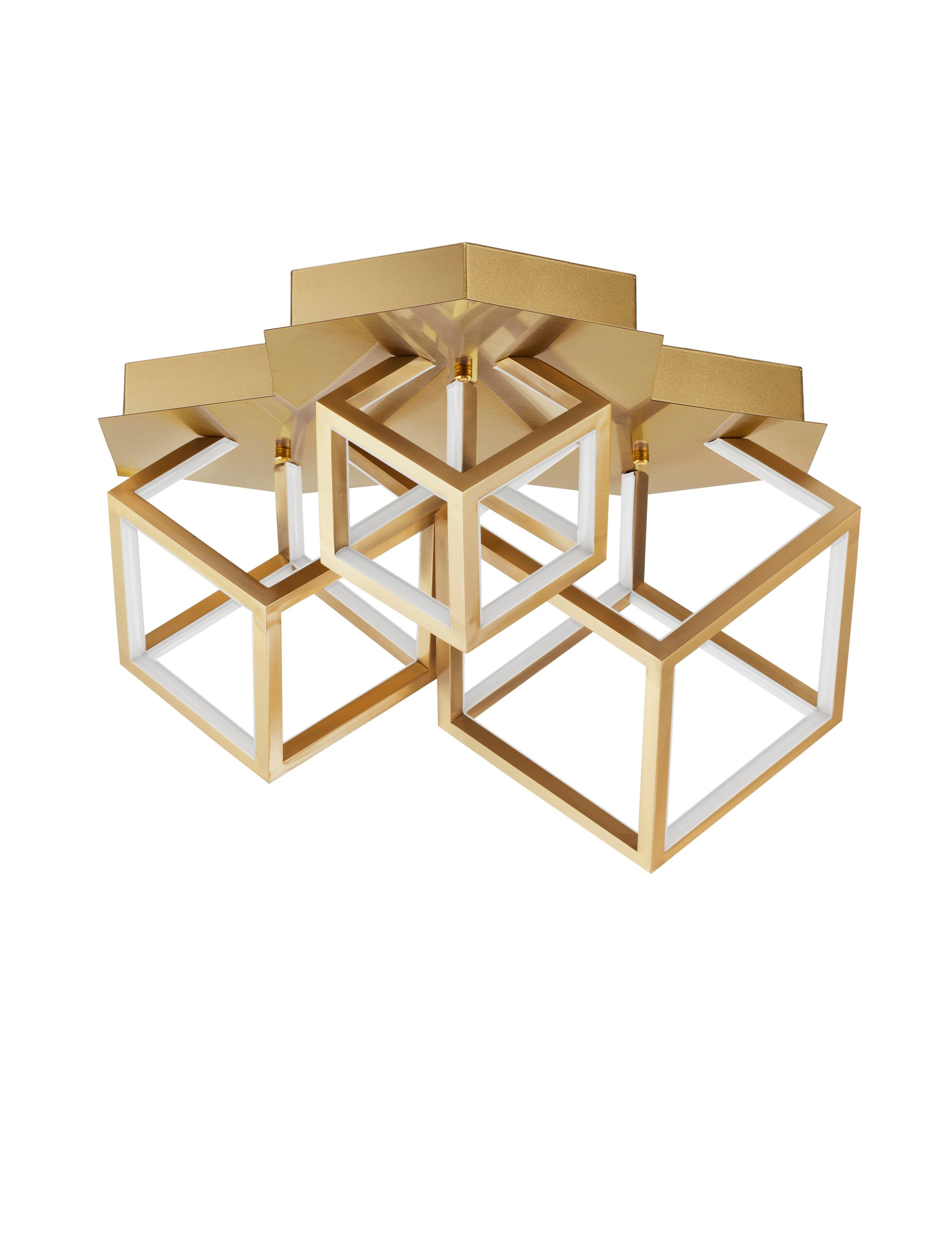 GABBIA | L 64 W 35.9 H 41 cm | 110 W | 3000 K | 8250 lm | IP20 | Gold | Aluminum/Silicone