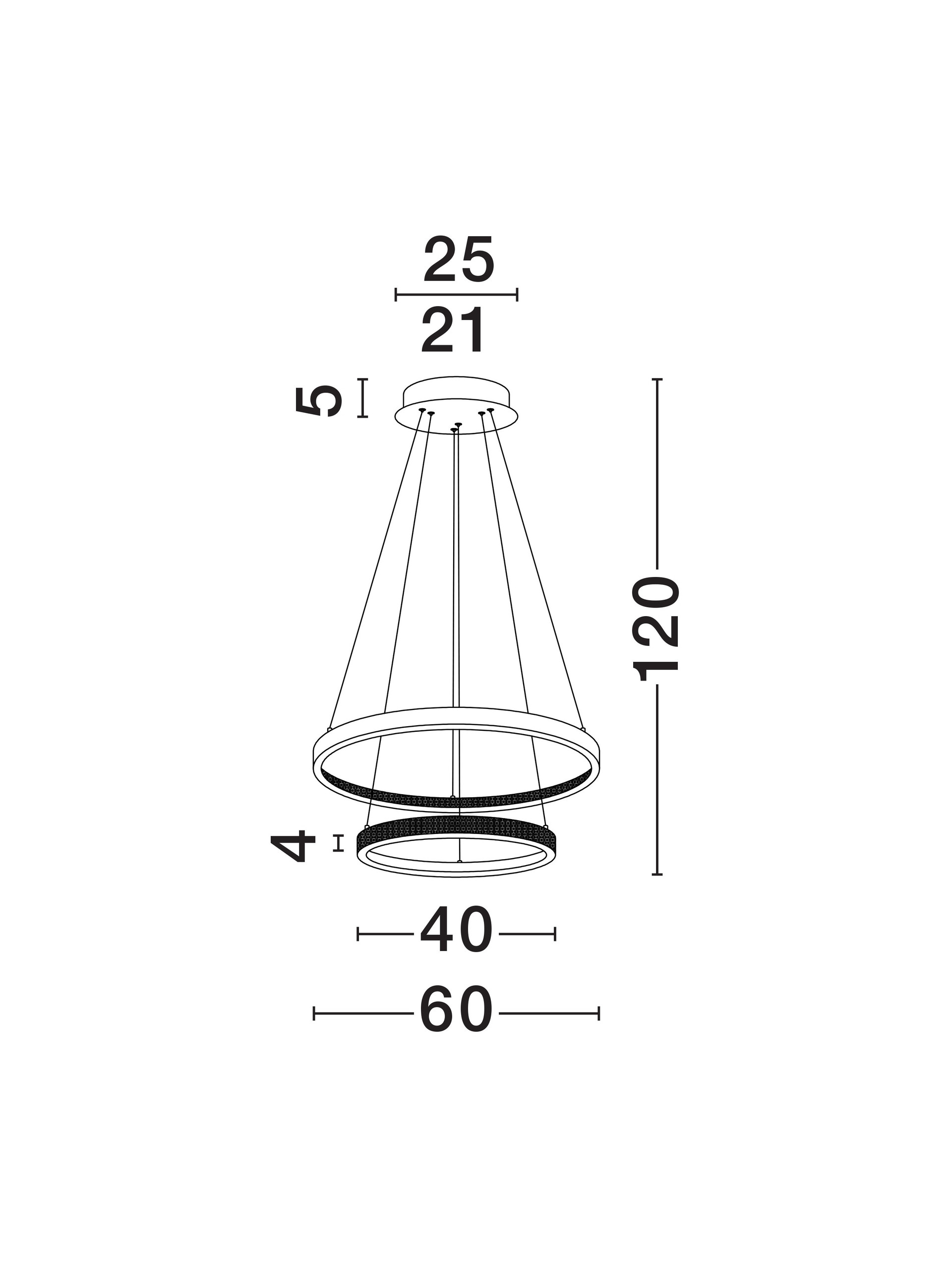 PRESTON | H 120 D 60 cm | 62 W | 3000 K | 3113 lm | IP20 | Brass | Aluminum/Acrylic