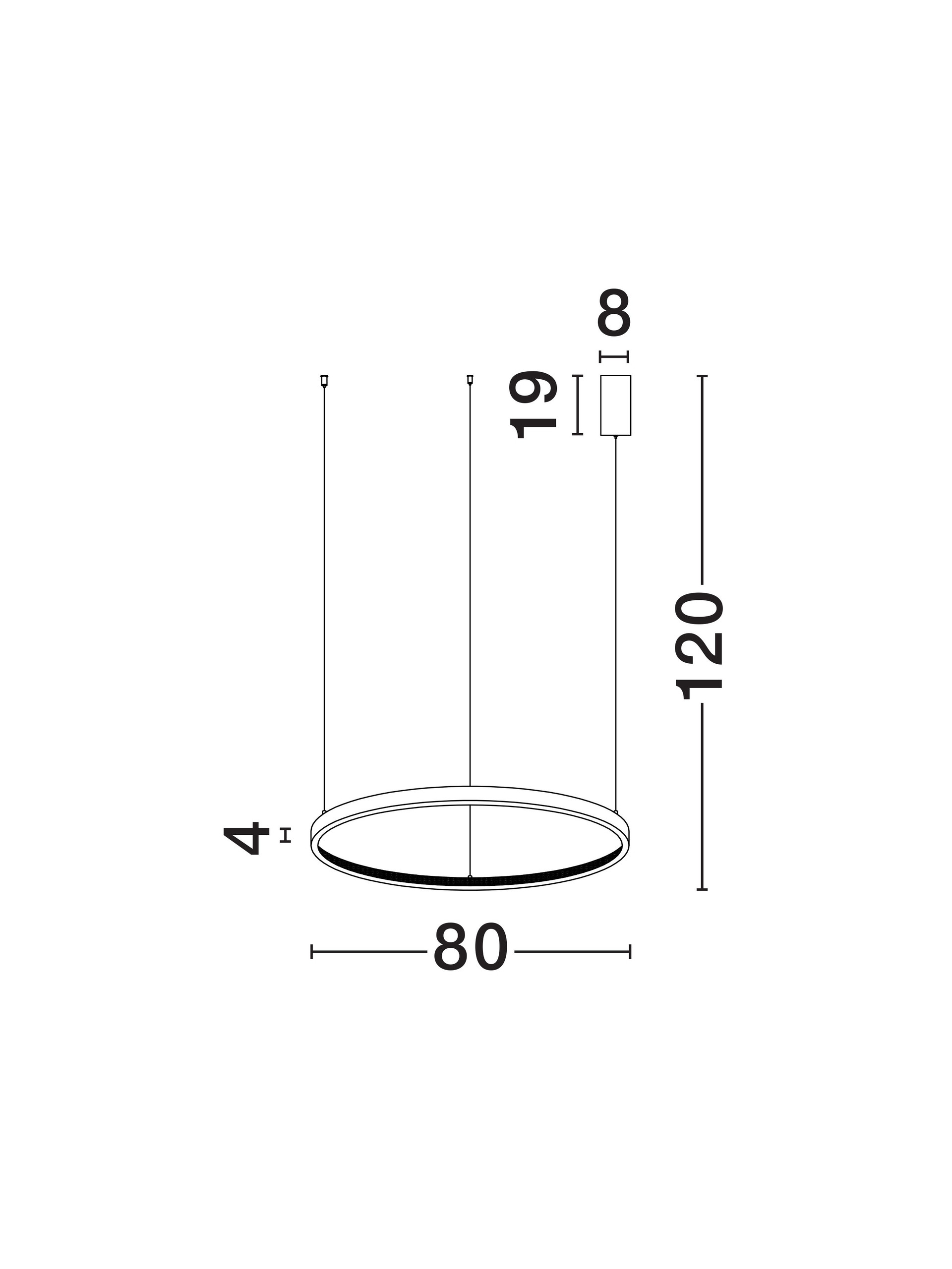 PRESTON | H 120 D 80 cm | 50 W | 3000 K | 2727 lm | IP20 | Black | Aluminum/Acrylic