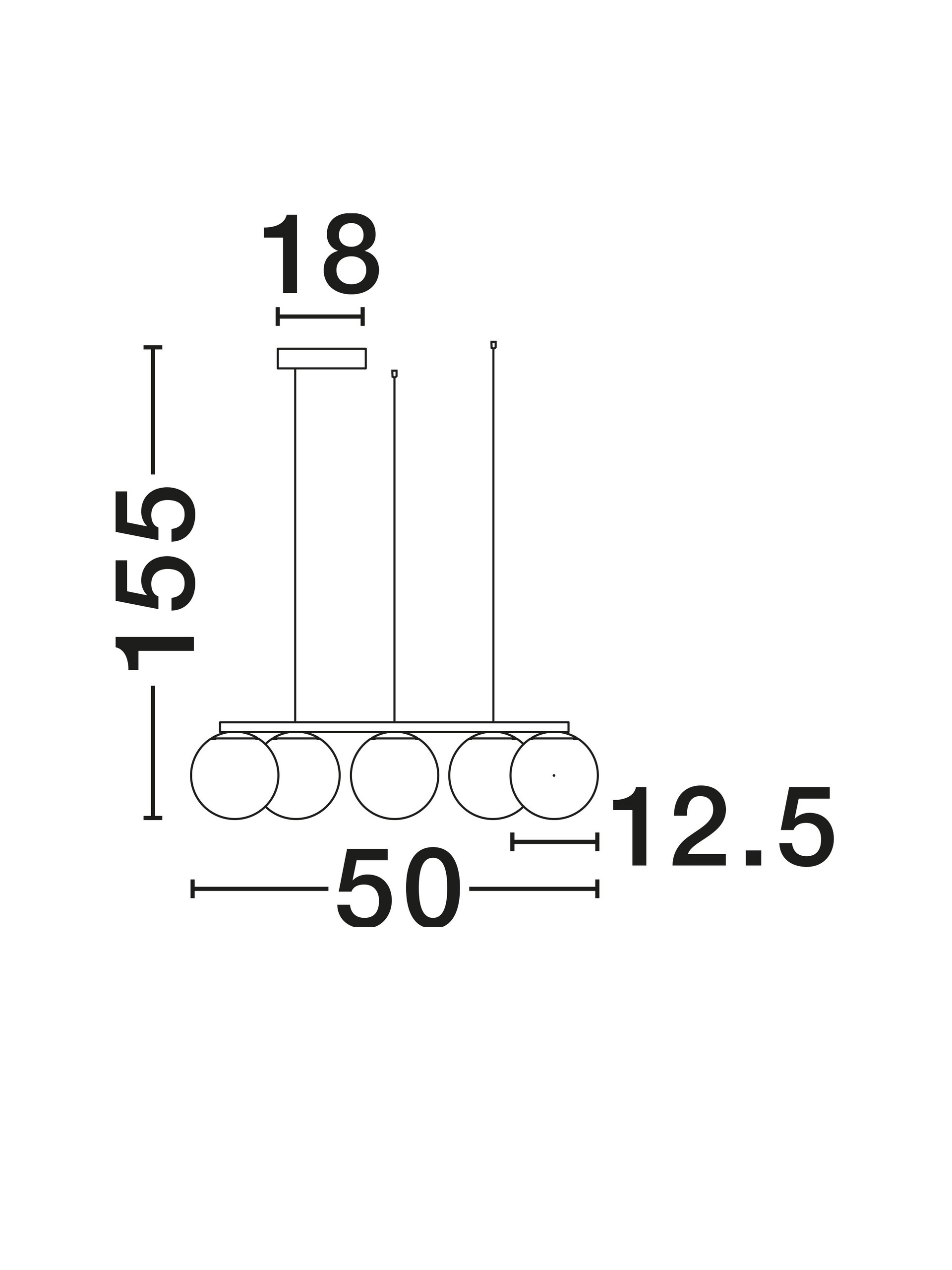 JOLINE | H 155 D 50 cm | 35 W | 3000 K | 2803 lm | IP20 | Schwarz/Weiß | Glas/Aluminium/Metall