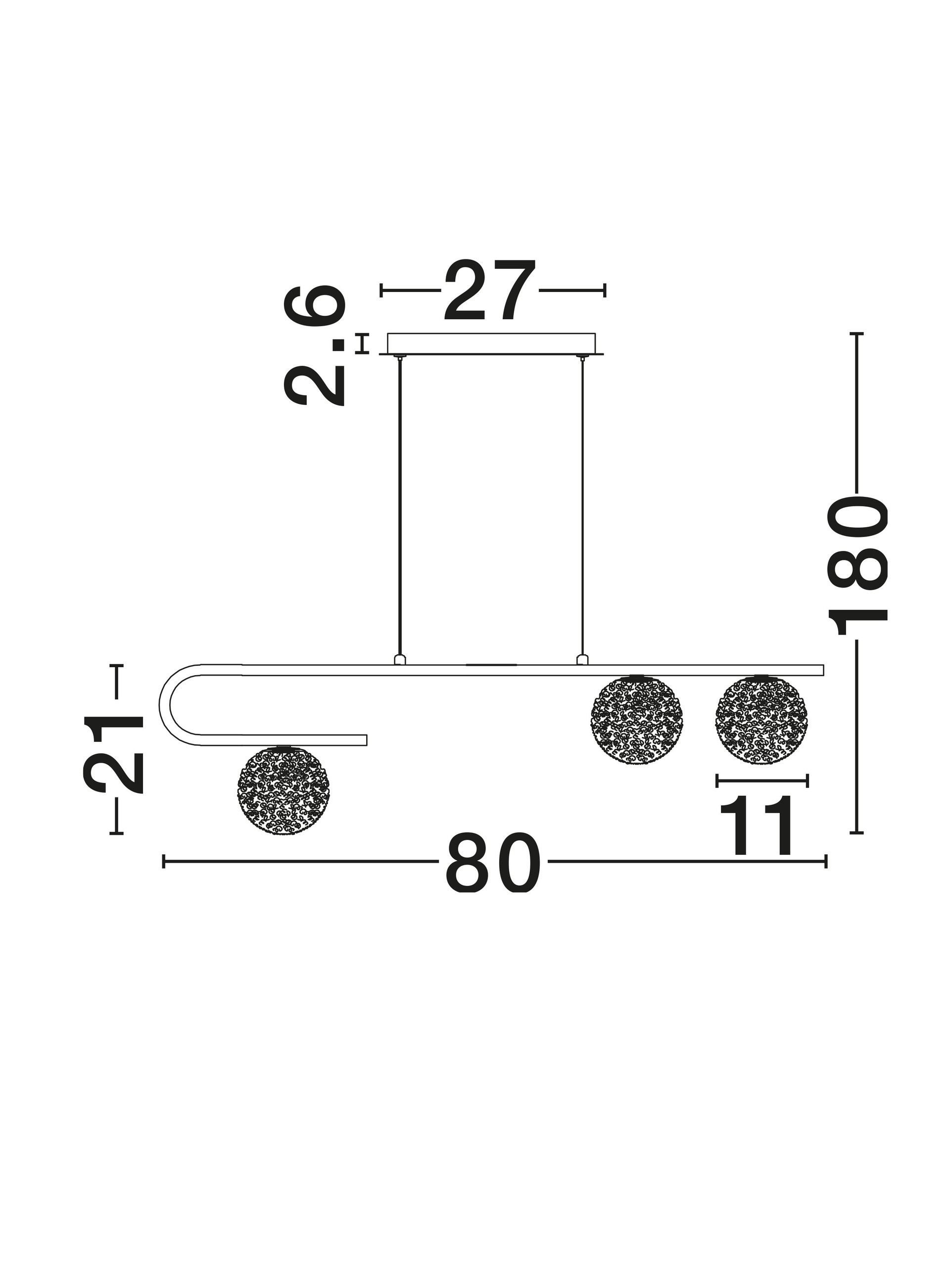 MIRANO | L 80 W 10 H 180 cm | 15 W | IP20 | Gold | Stahl/Glas
